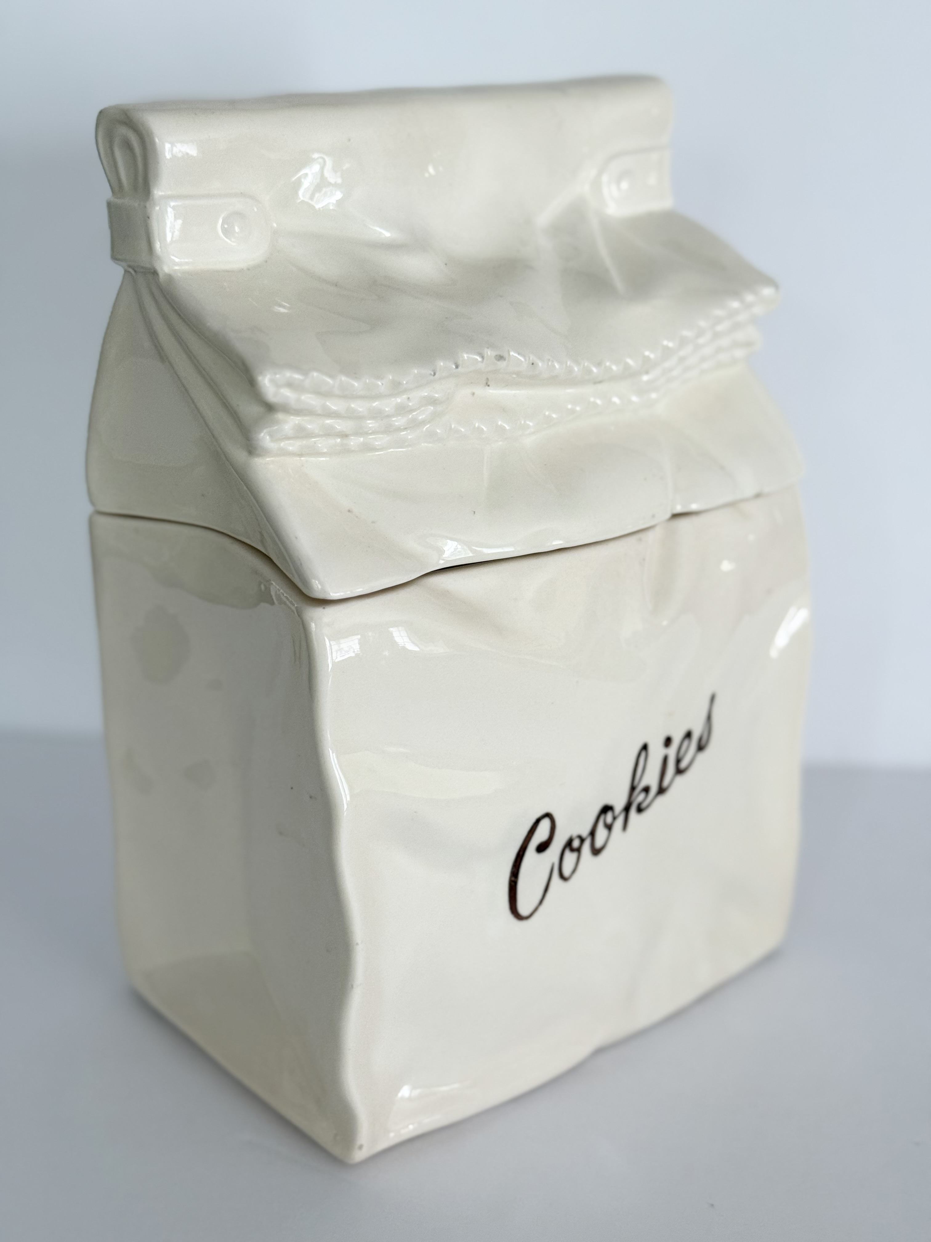 Ceramic Bag Cookie Jar Japan | Chairish