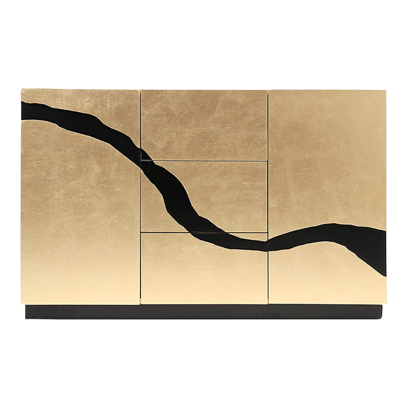Contemporary Gold Black Sideboard Console | Chairish