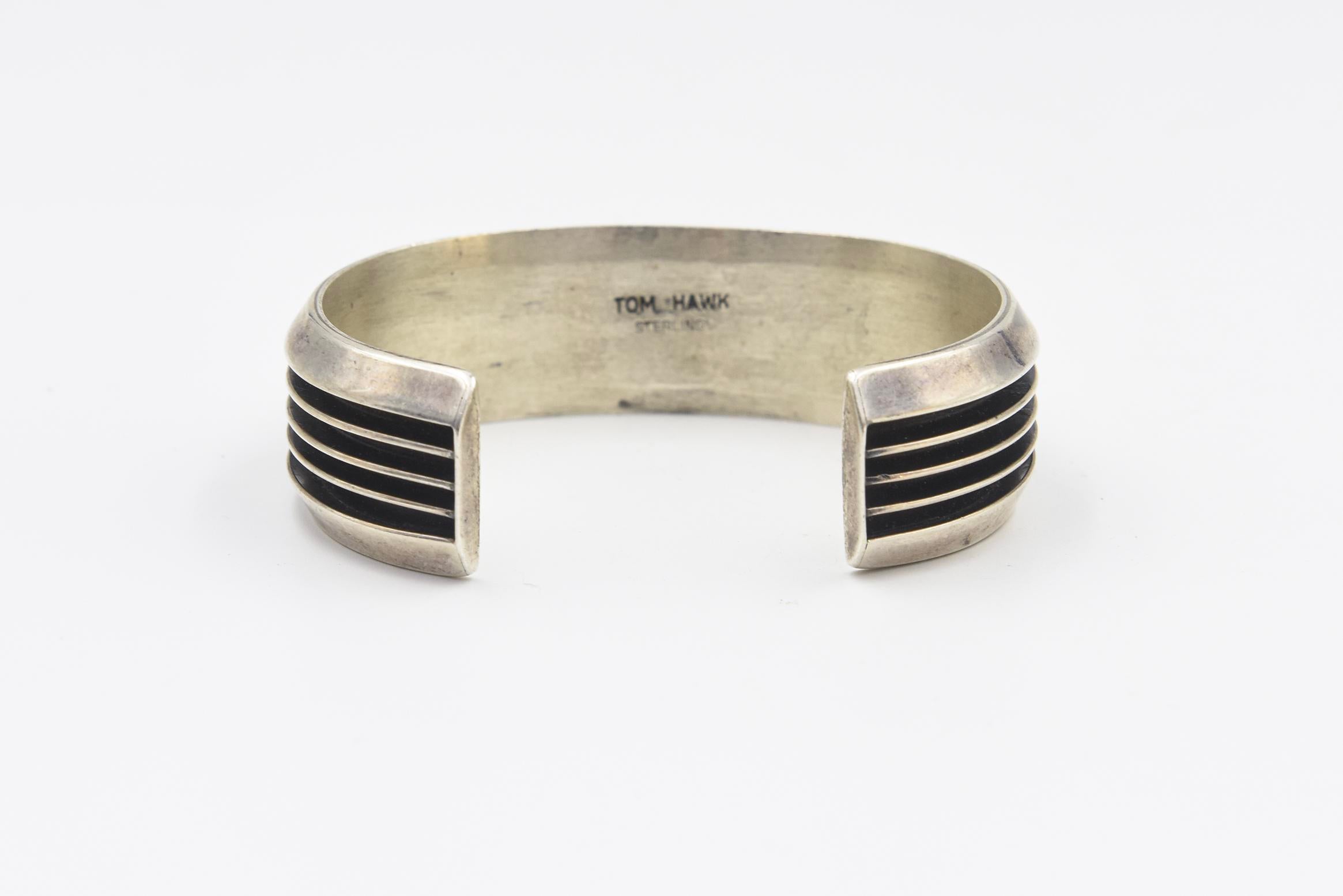 Wide Navajo Native American Sterling Silver Cuff Bracelet by Wide Navajo Native American Sterling Silver Cuff Bracelet by