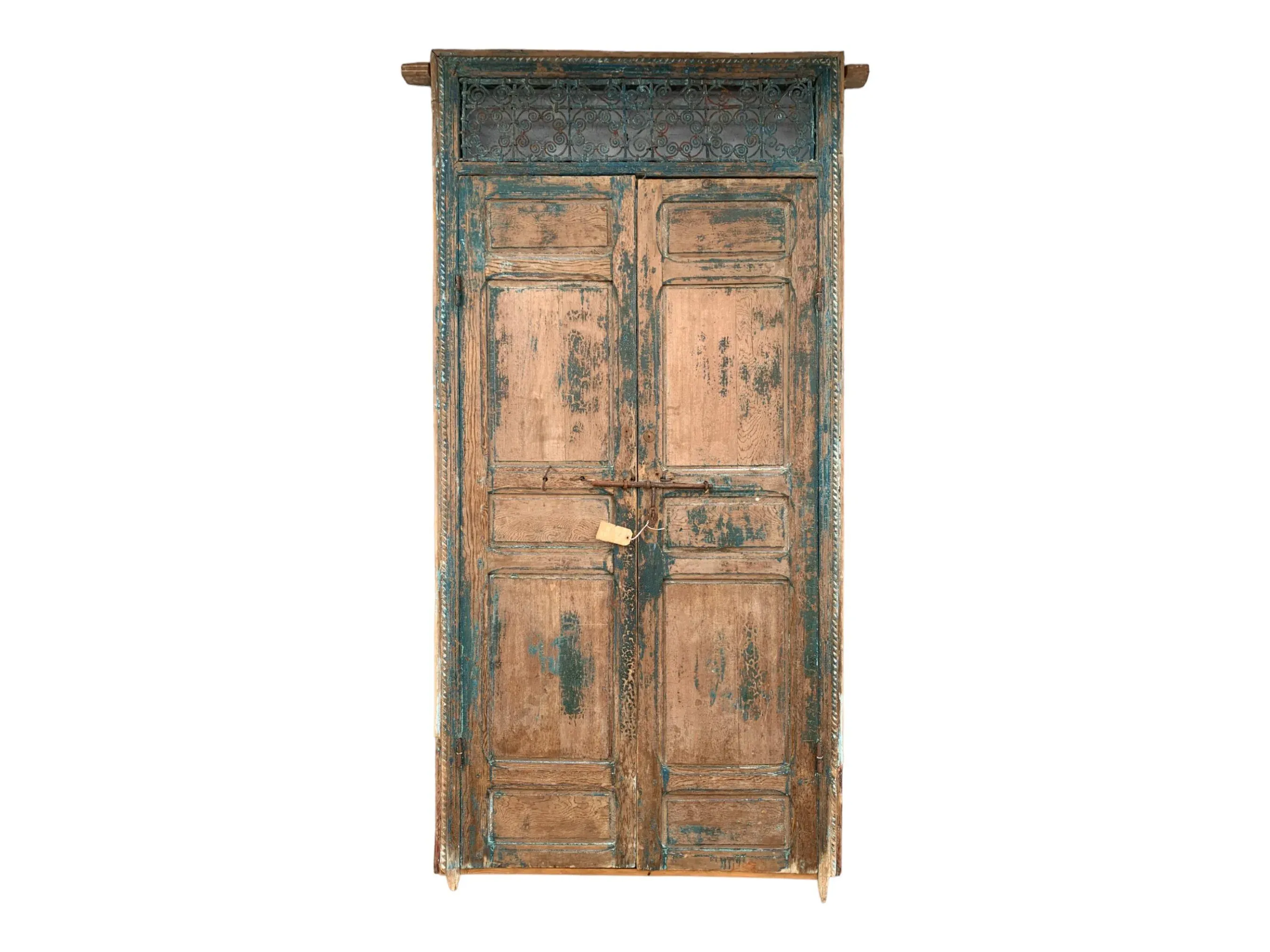 19th Century Moroccan Style Wood and Wrought Iron Grate Double