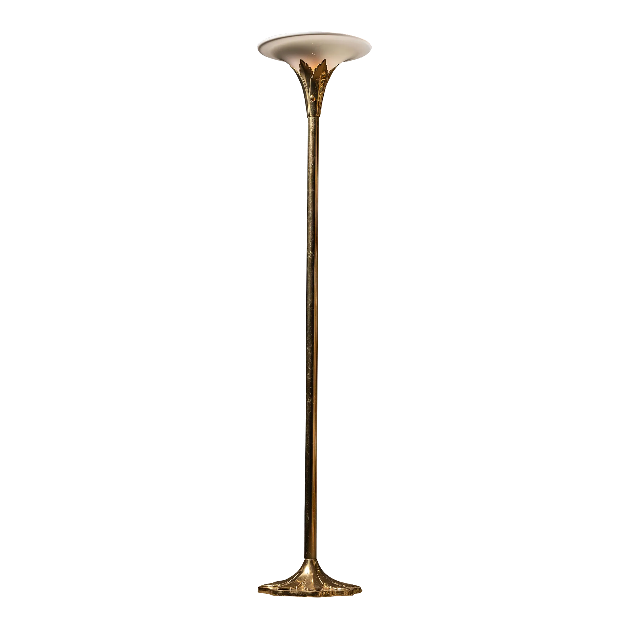 Mid 20th Century Brass Torchiere Style Lamp | Chairish