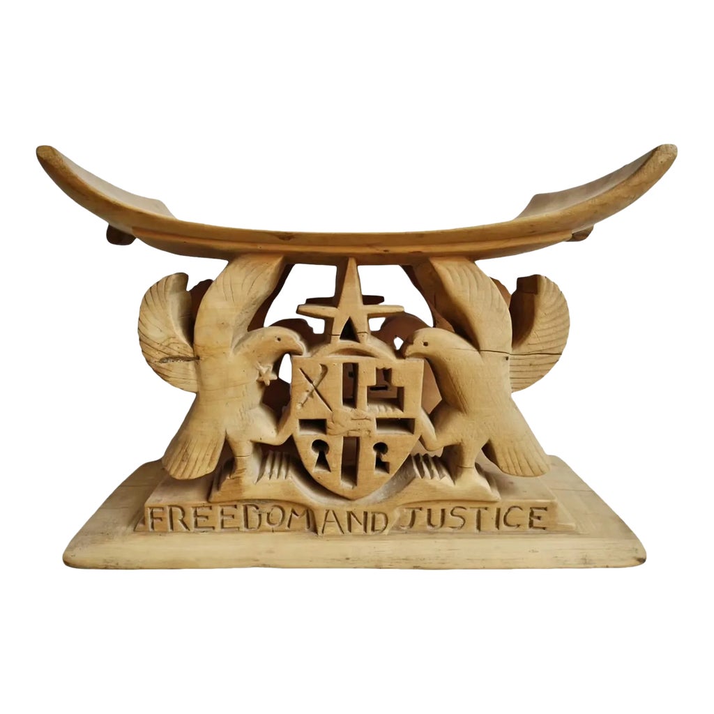 Vintage Freedom & Justice Asante Chief Stool | Chairish