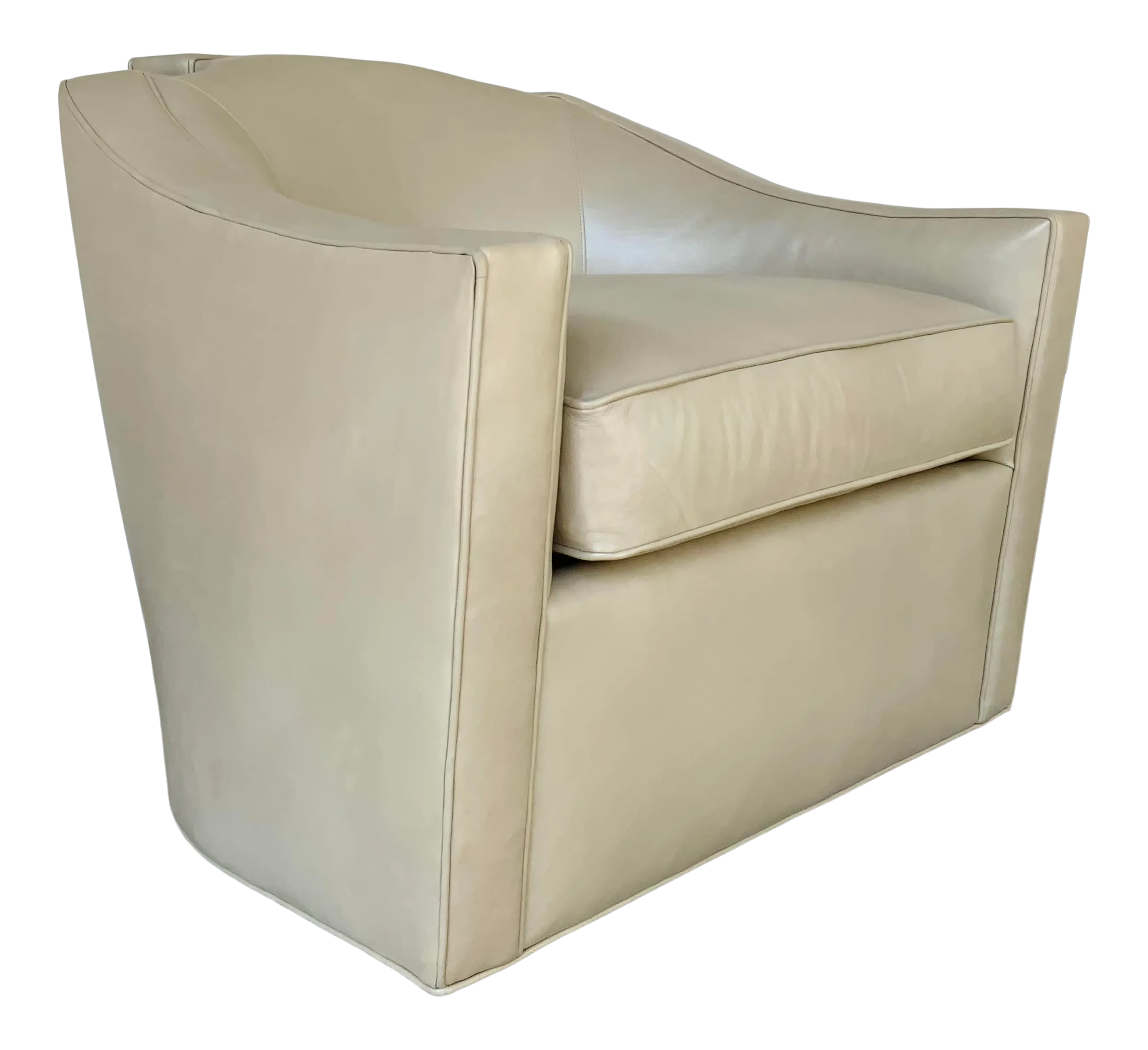 Theodore Alexander Modern Beige Leather Swivel Chair Chairish