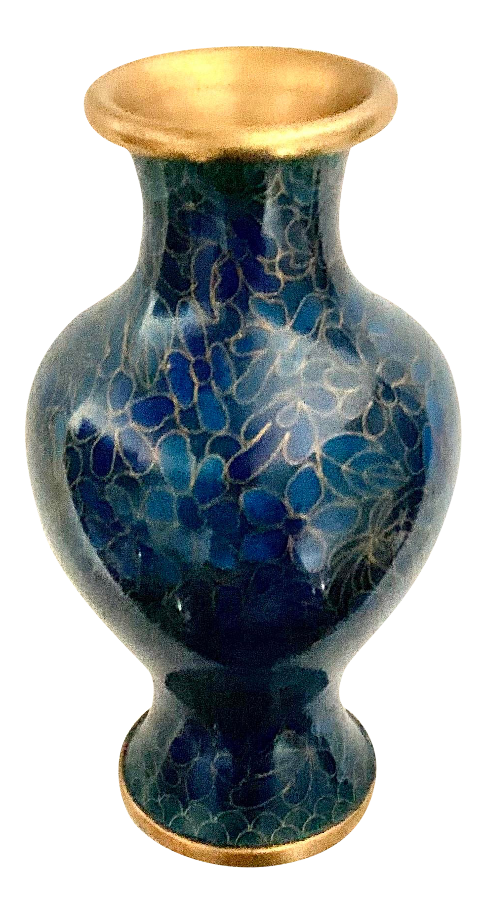 Vintage Small Floral Turquoise Blue And Gold Cloisonne Vase Chairish