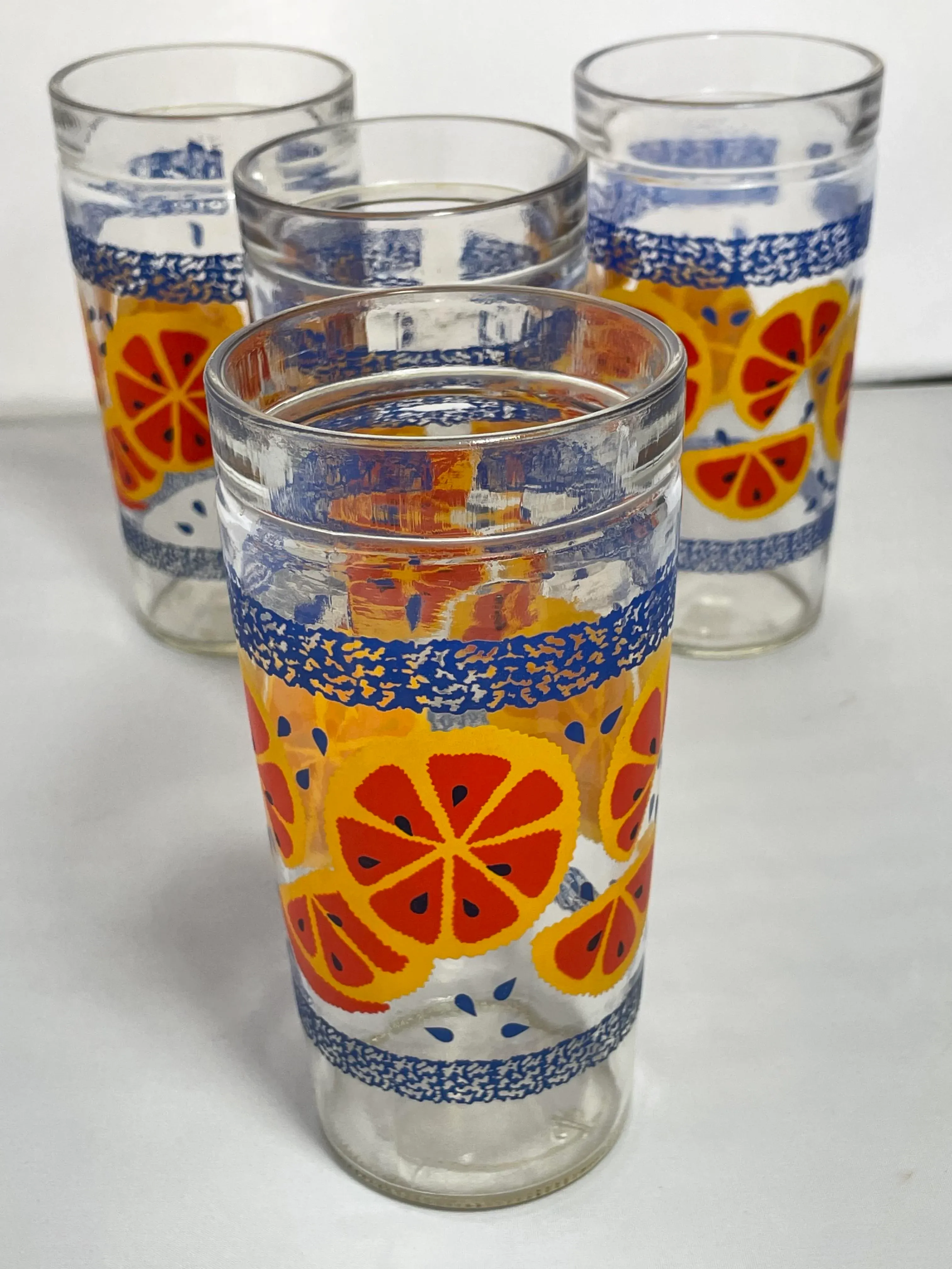 Vintage 1970's Anchor Hocking Orange Slice Tumblers- Set of 4