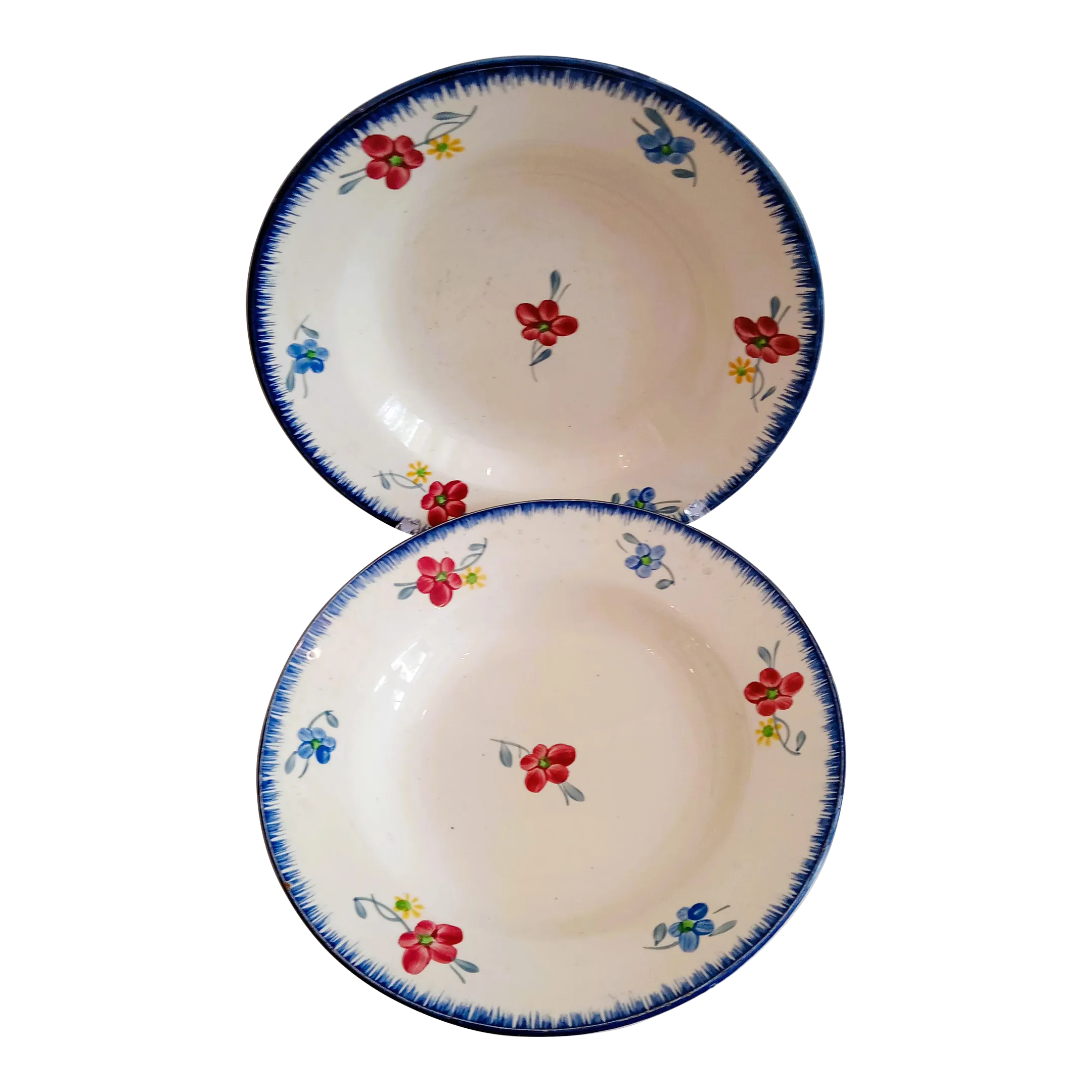 Set of 2 1920s Antique French Plates 