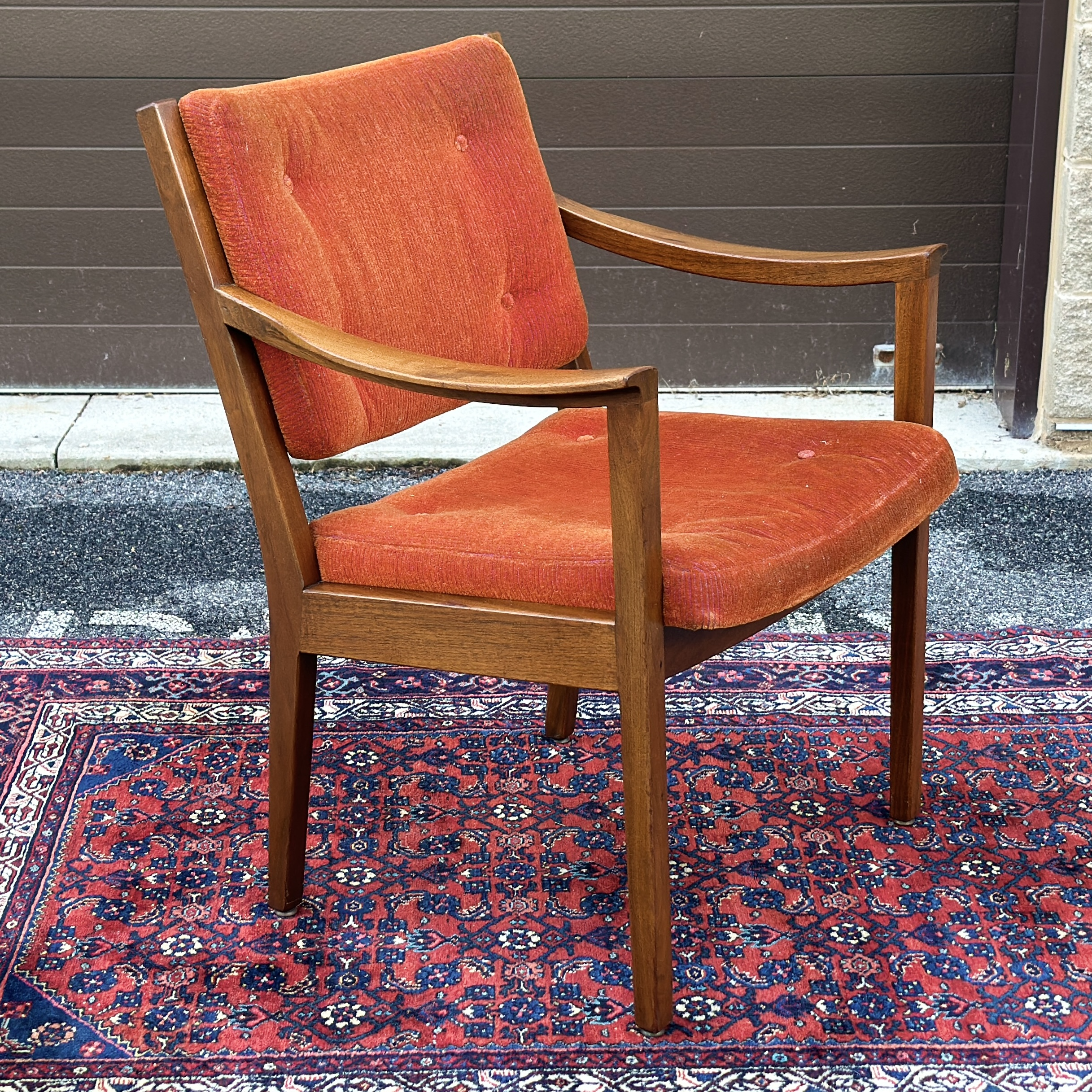Mid-Century Modern Signed Gunlocke Sculpted Walnut Armchair Chairish