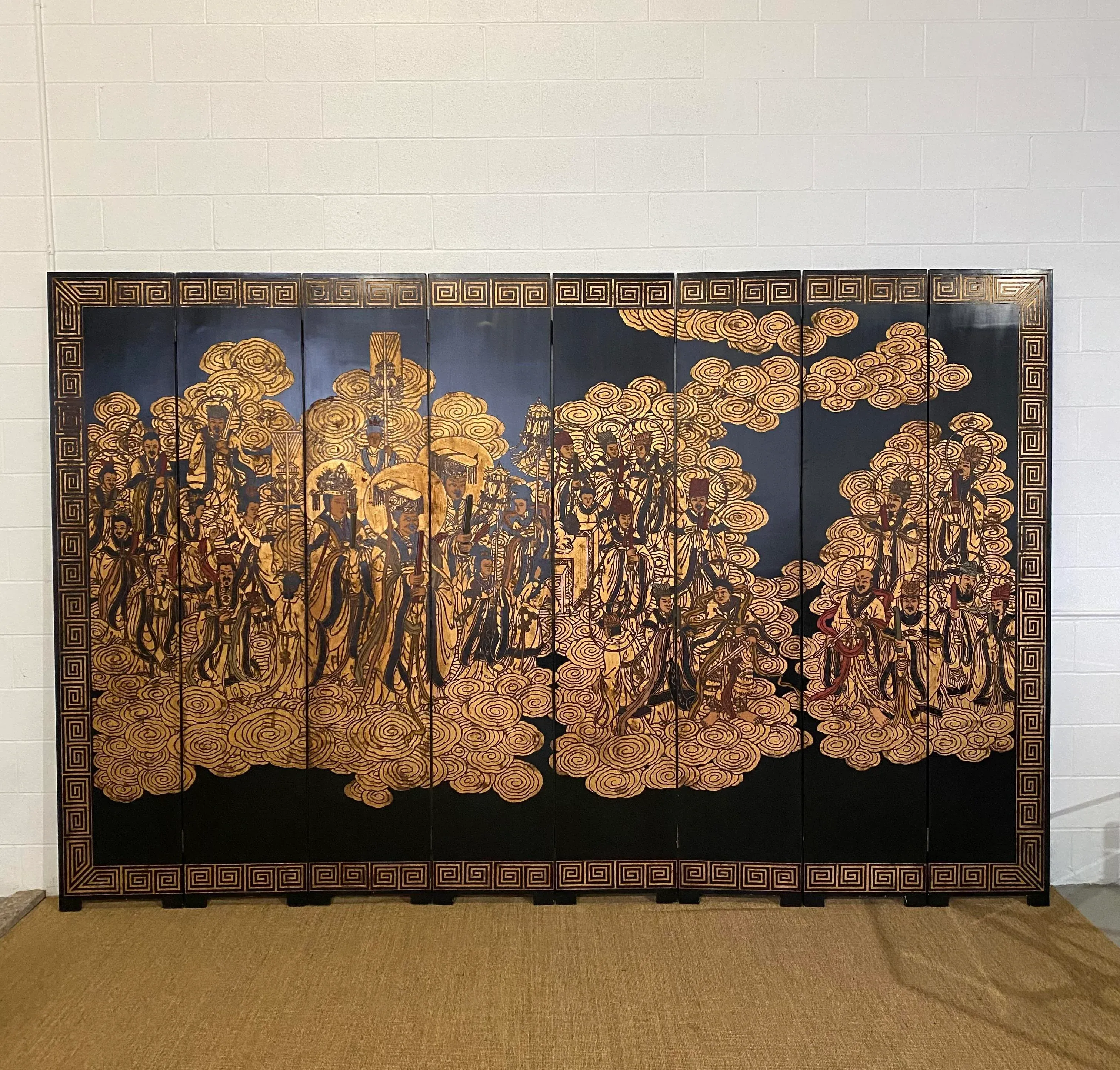 20th Century Chinese Coromandel Black Gilt Eight-Panel Screen
