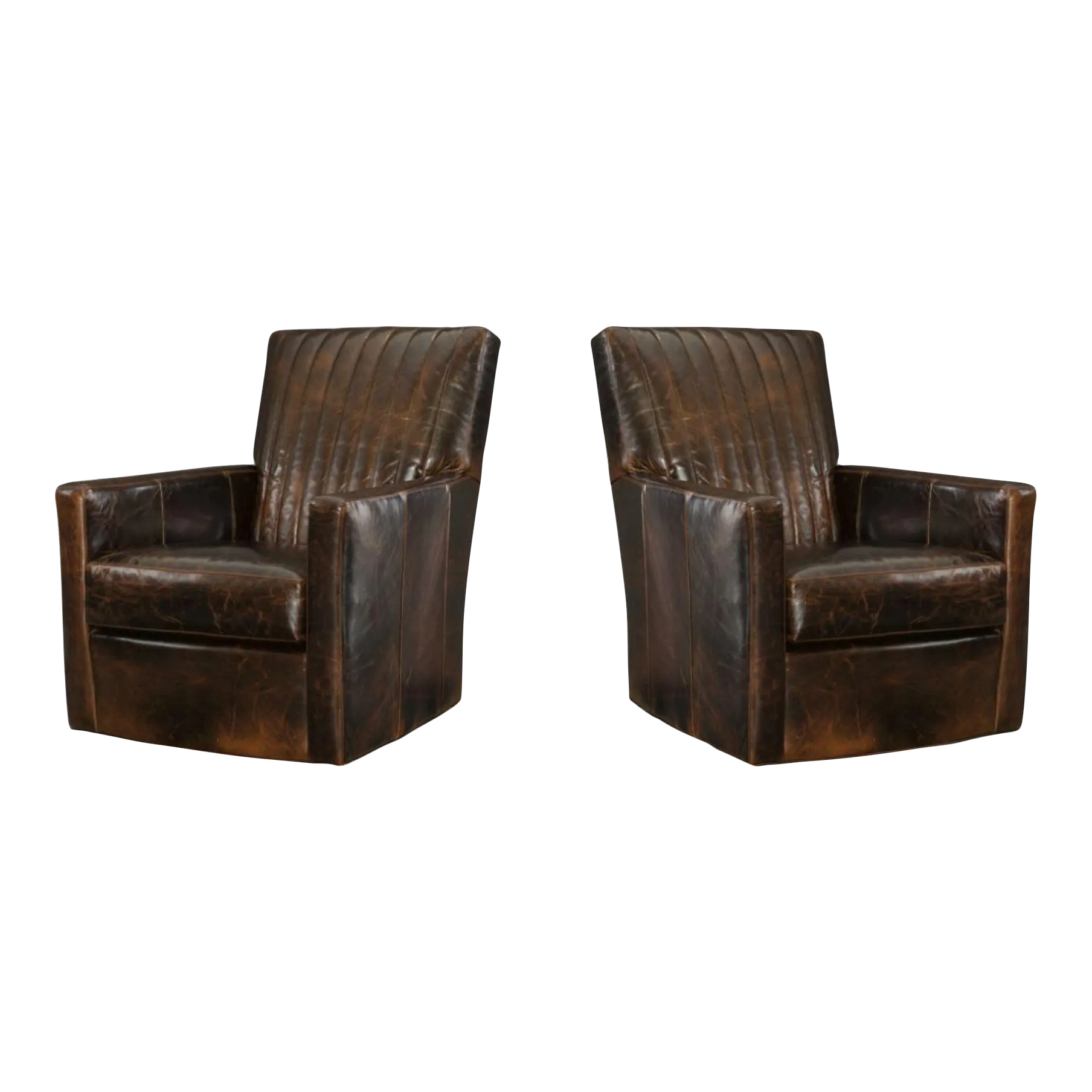 Pair of Malcolm Leather Swivel Chairs Chairish