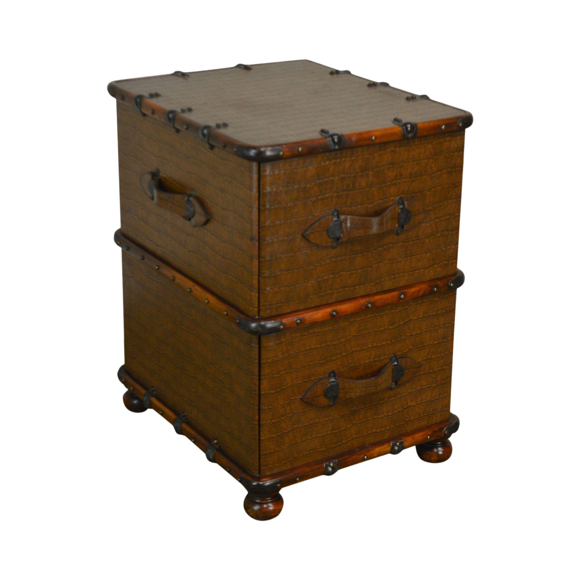 Campaign Style Faux Crocodile Leather Wrapped Mahogany 2 Drawer File Cabinet Chairish
