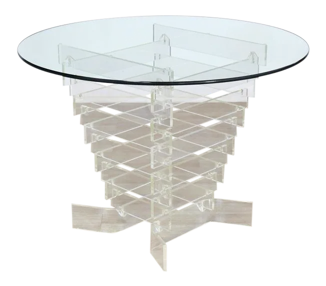 MidCentury Modern Stacked Lucite Base Round Center Table Chairish