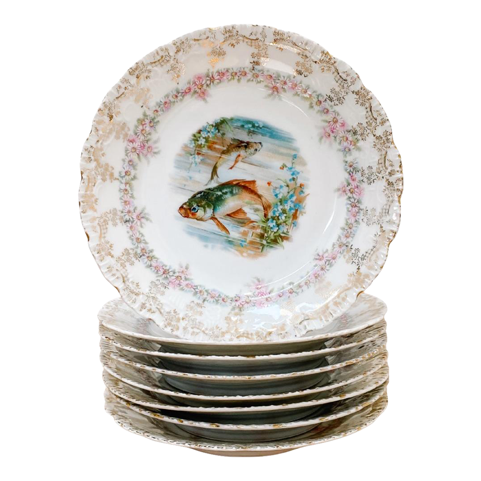 Antique German Fish Plates Set of 8 Chairish