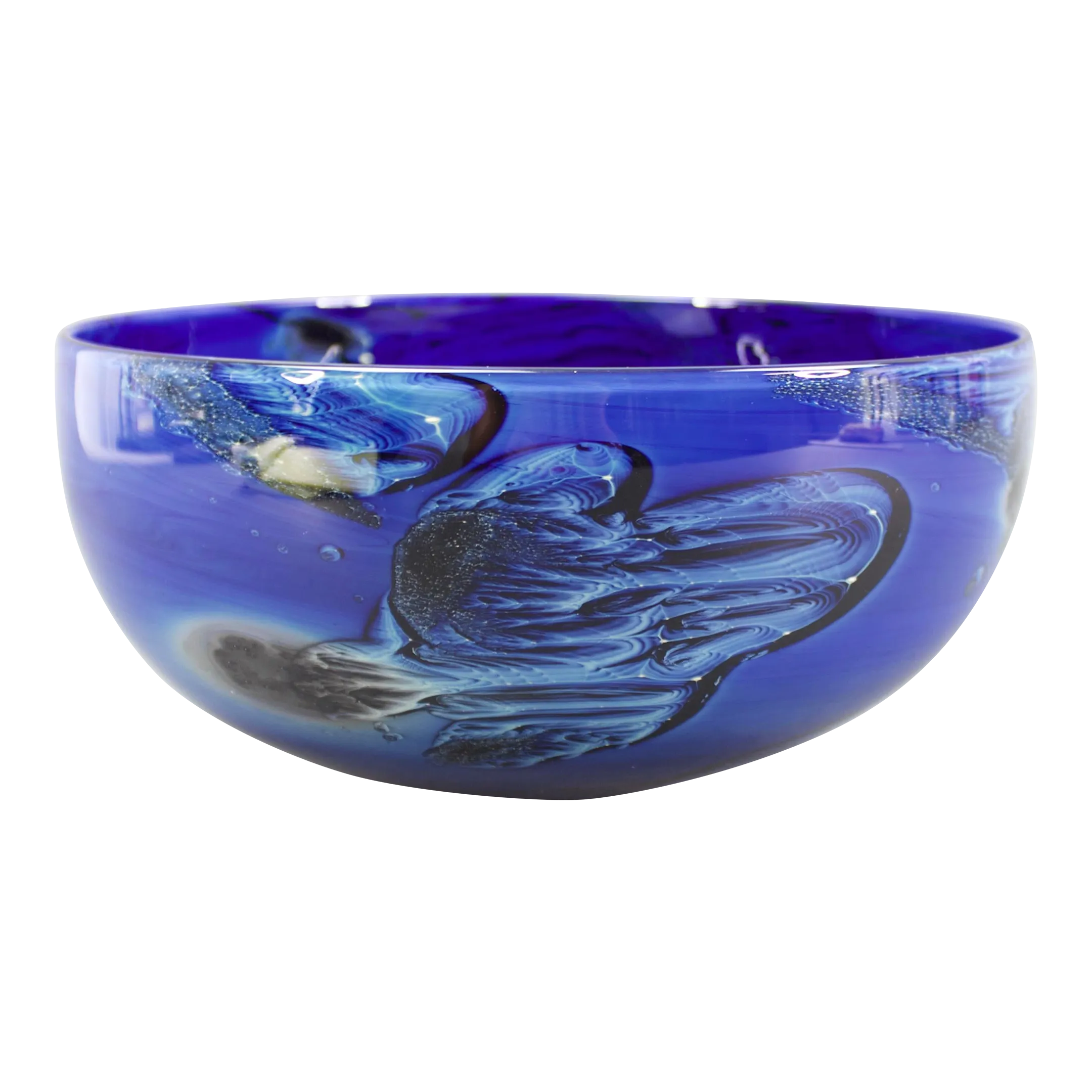 Josh Simpson 1990 Signed New Mexico Cobalt Blue Studio Art Glass Bowl