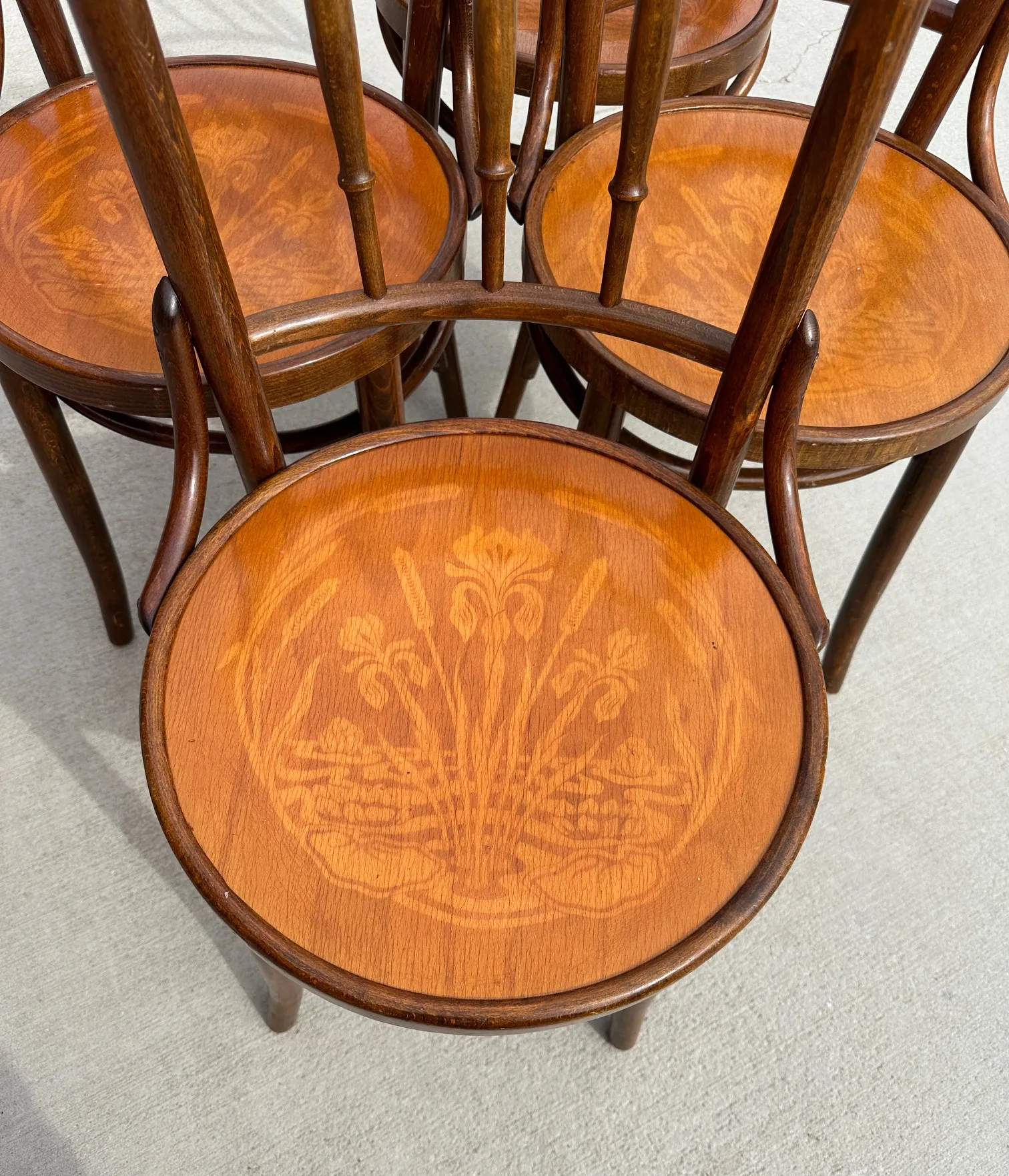 Mundus And J&j Kohn Set Of Classic Bentwood Cafe Chairs