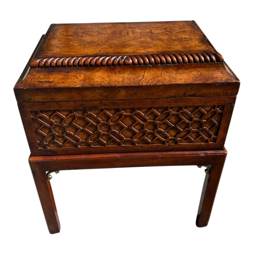 Theodore Alexander Burl Carved Wooden Lift Top Box Chairish