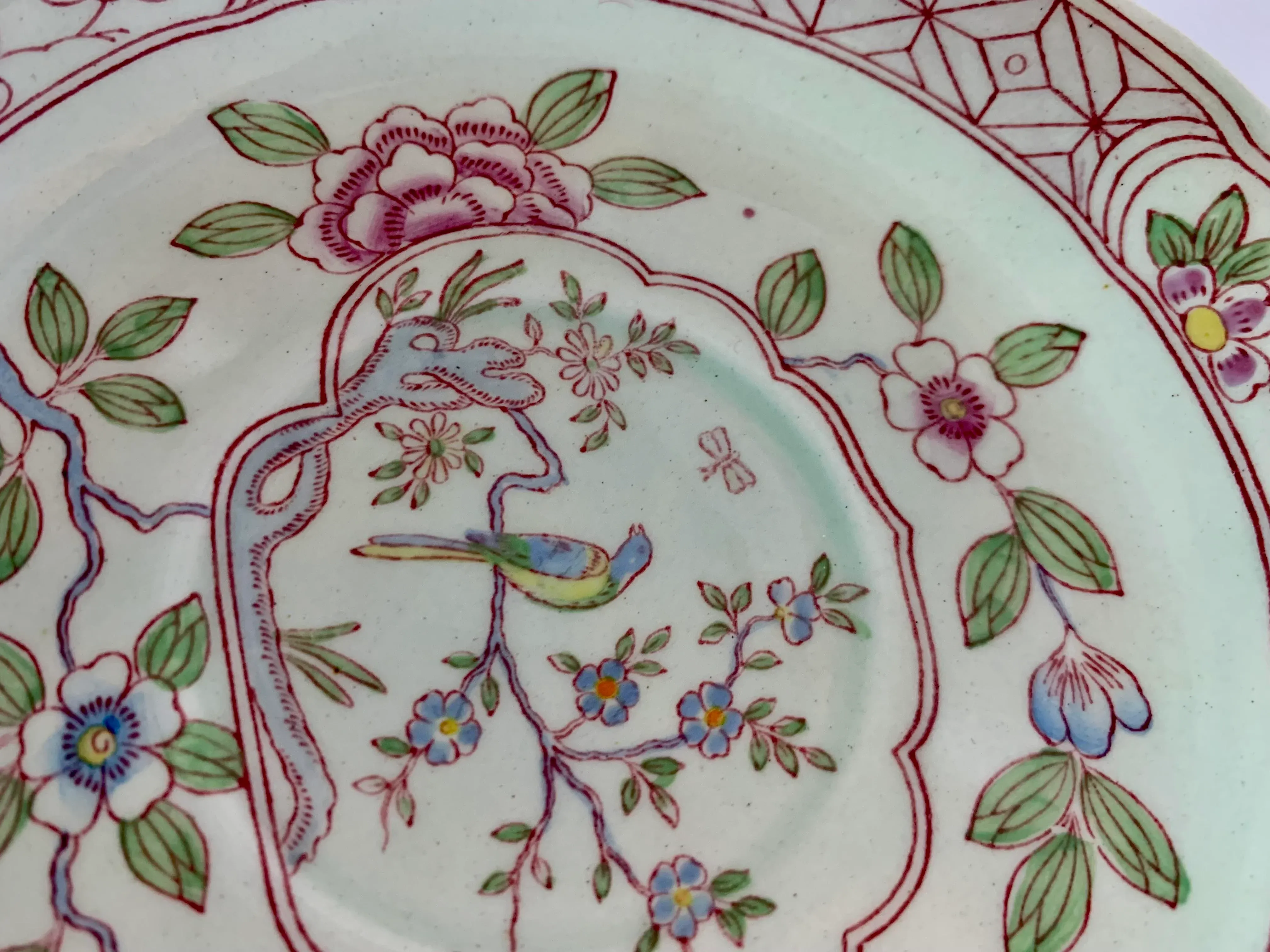 Petite Antique English Calyx Ware 'Singapore Bird' Pattern