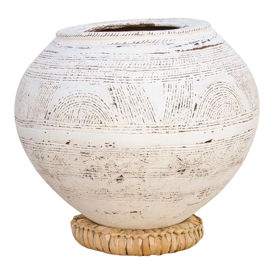 Whitewash African Antique Clay Pot Chairish