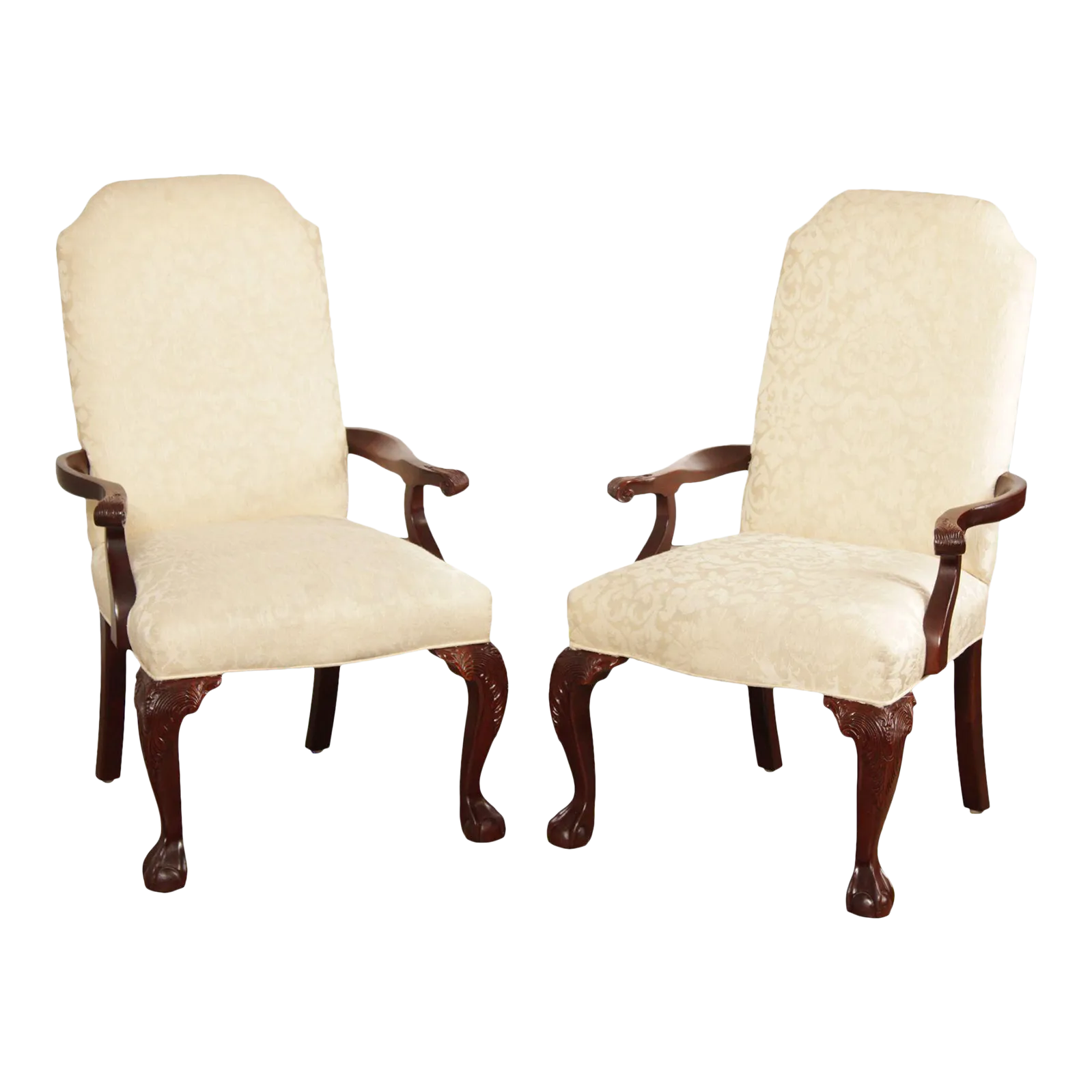 Late 20th Century Stanley Furniture Chippendale Style Library Armchairs