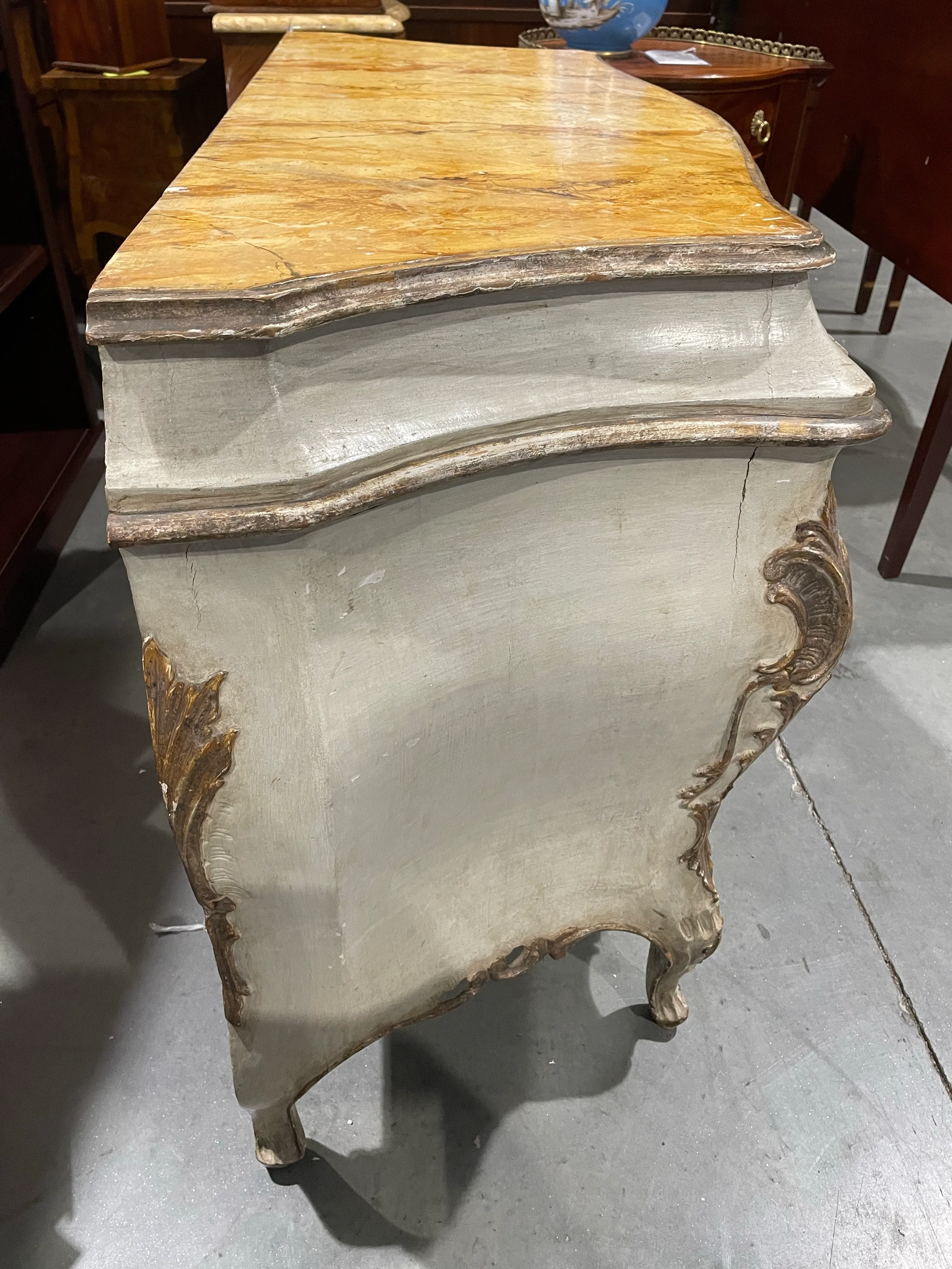 Antique French Provincial Painted Bombe Chest With Faux Marble Top2011 Large Abstract Expressionism Oil Painting