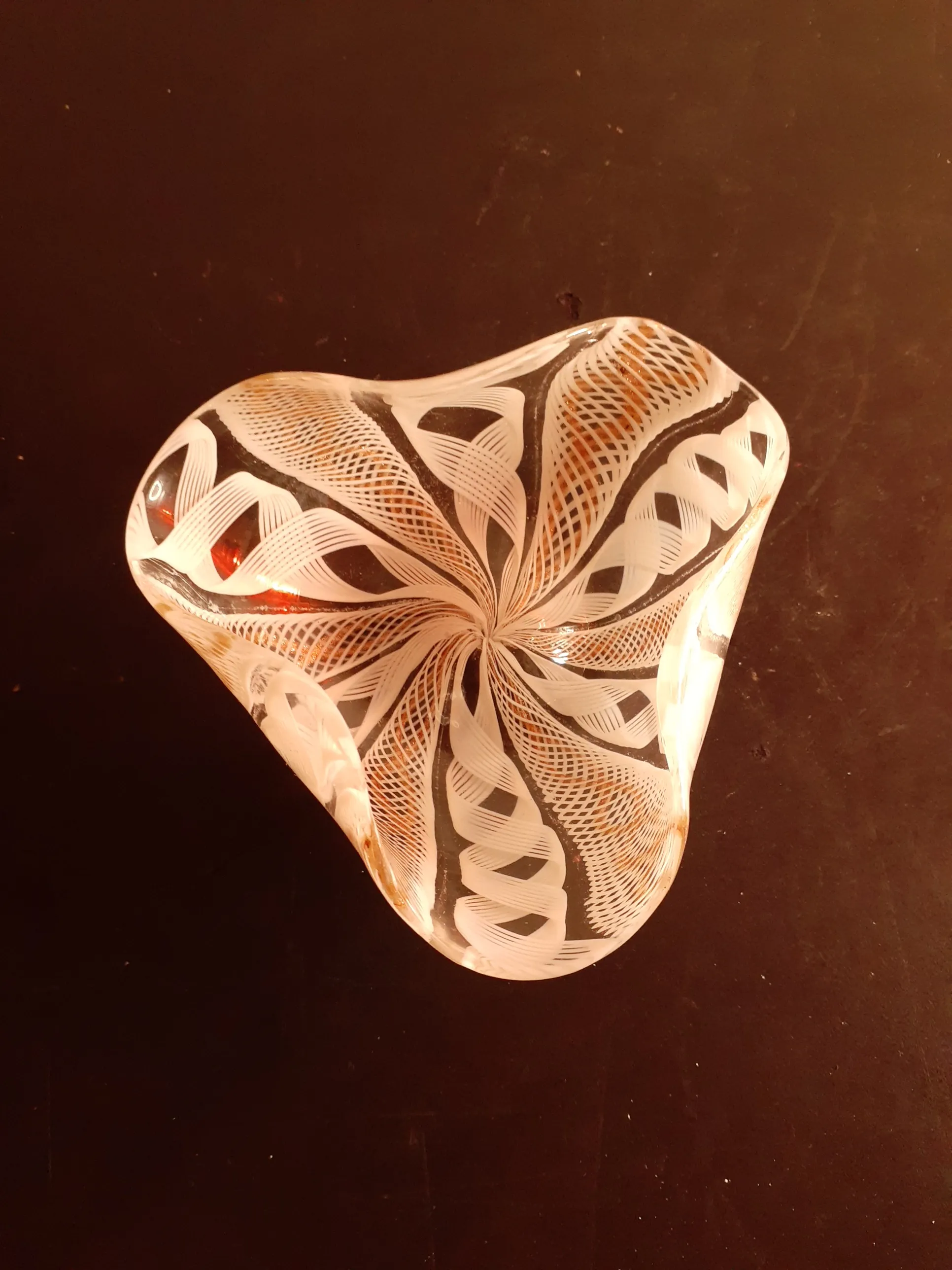 Vintage Alfredo Barbini Style Murano Italy Latticino Glass Trinket