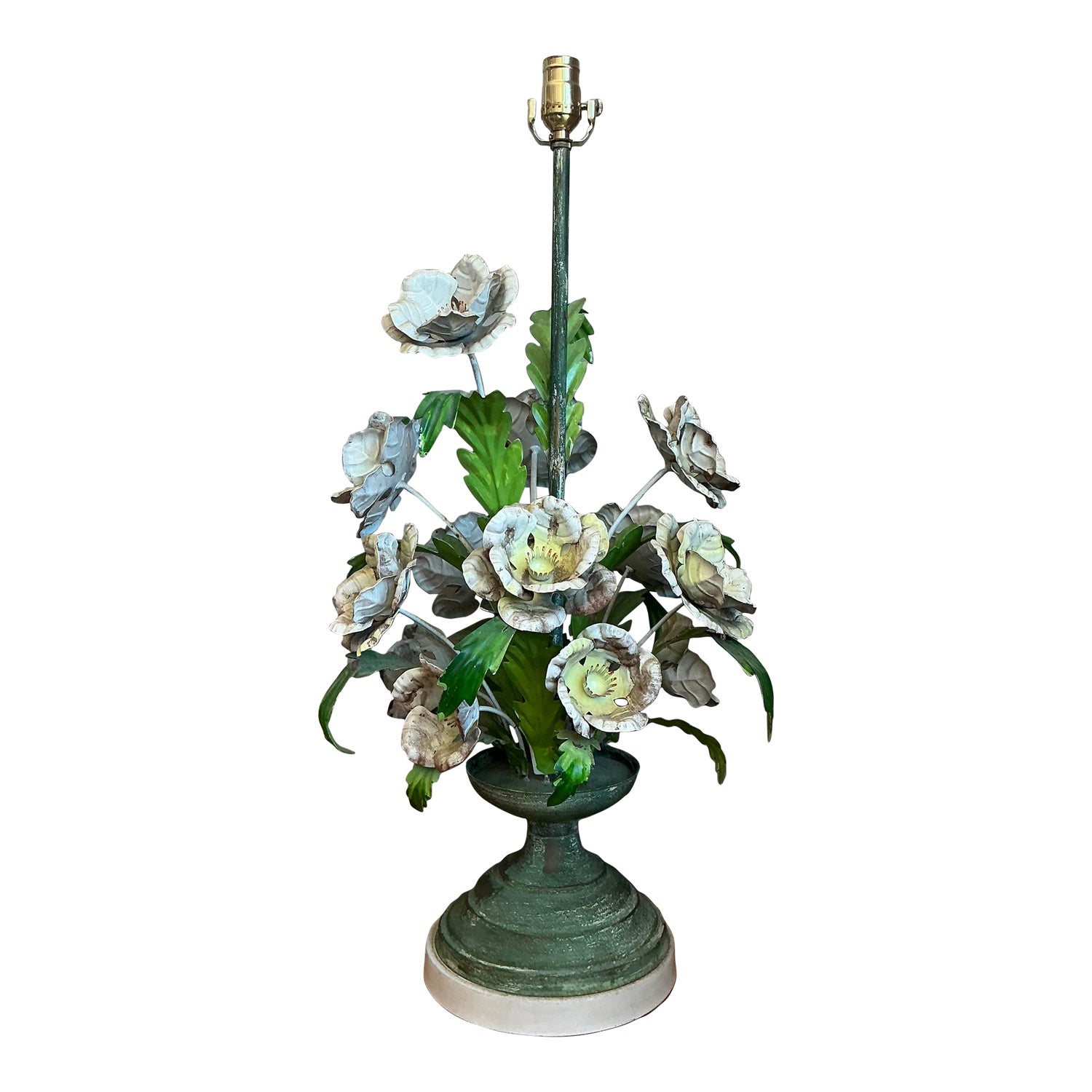 Vintage Hand Painted Tole Bouquet Lamp