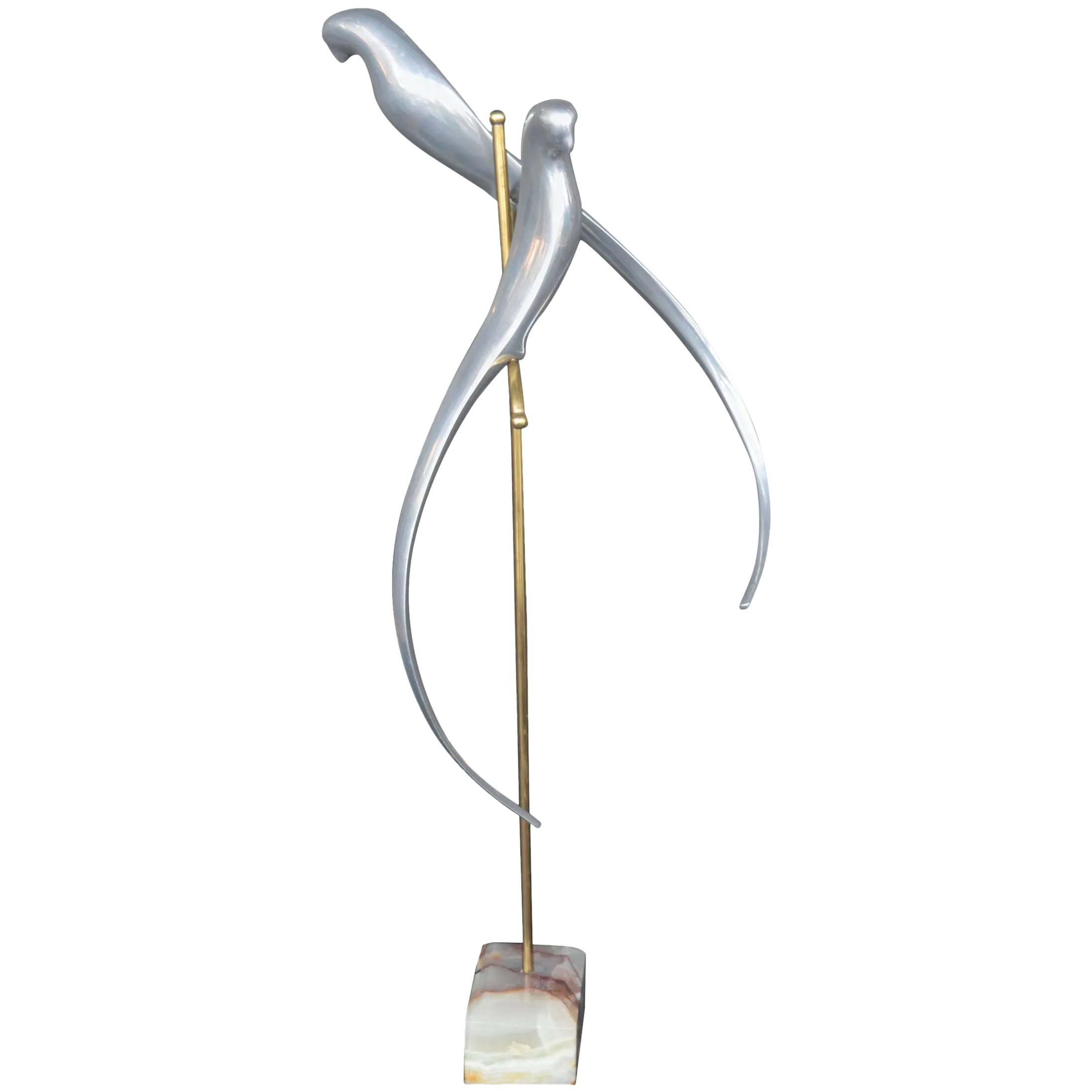 Metal Sculpture of Two Parrots Chairish