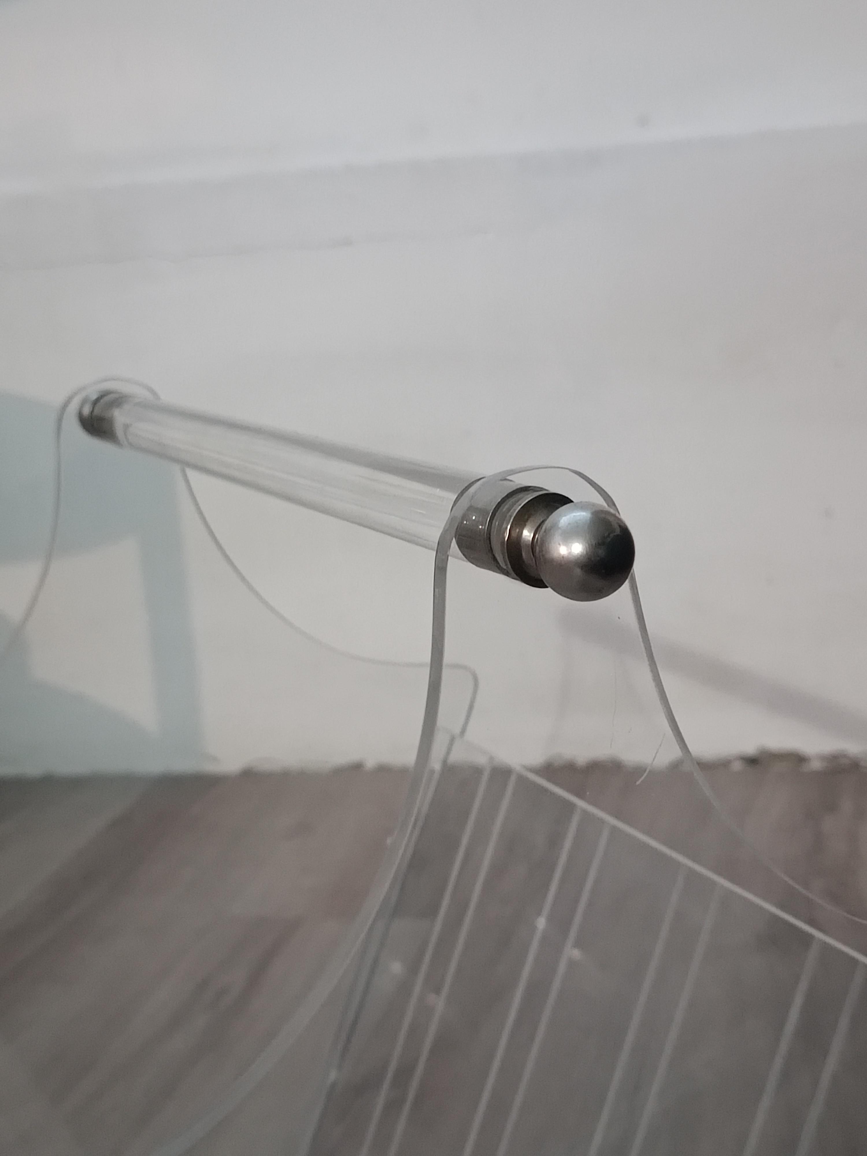 Vintage French Acrylic Glass Magazine Rack, 1980s