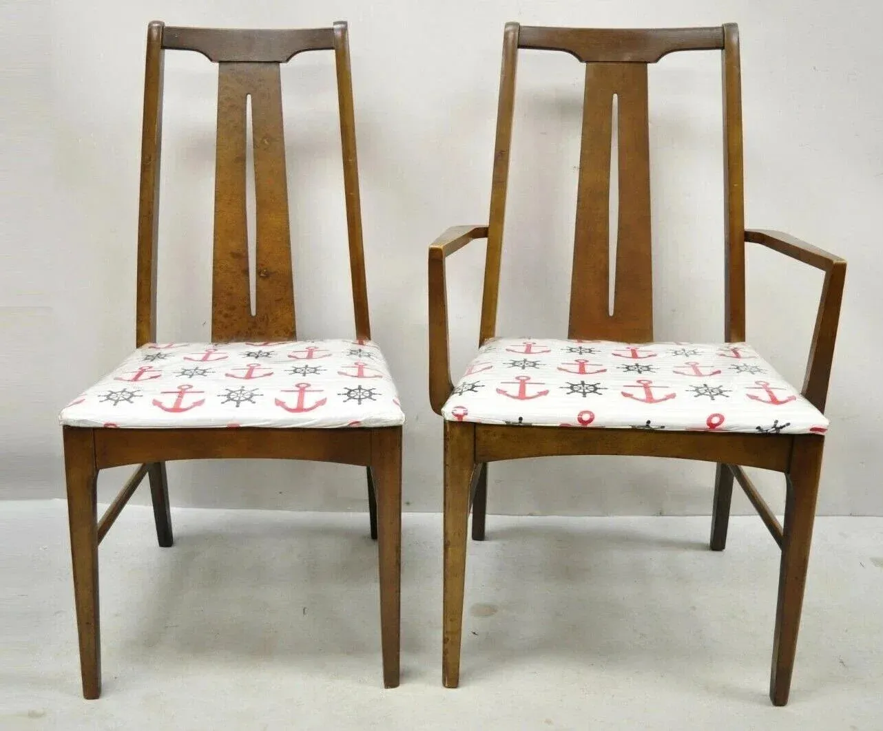 Mid 20th Century Vintage Mid Century Modern Sculpted Walnut Dining Room Chairs - Set of 6