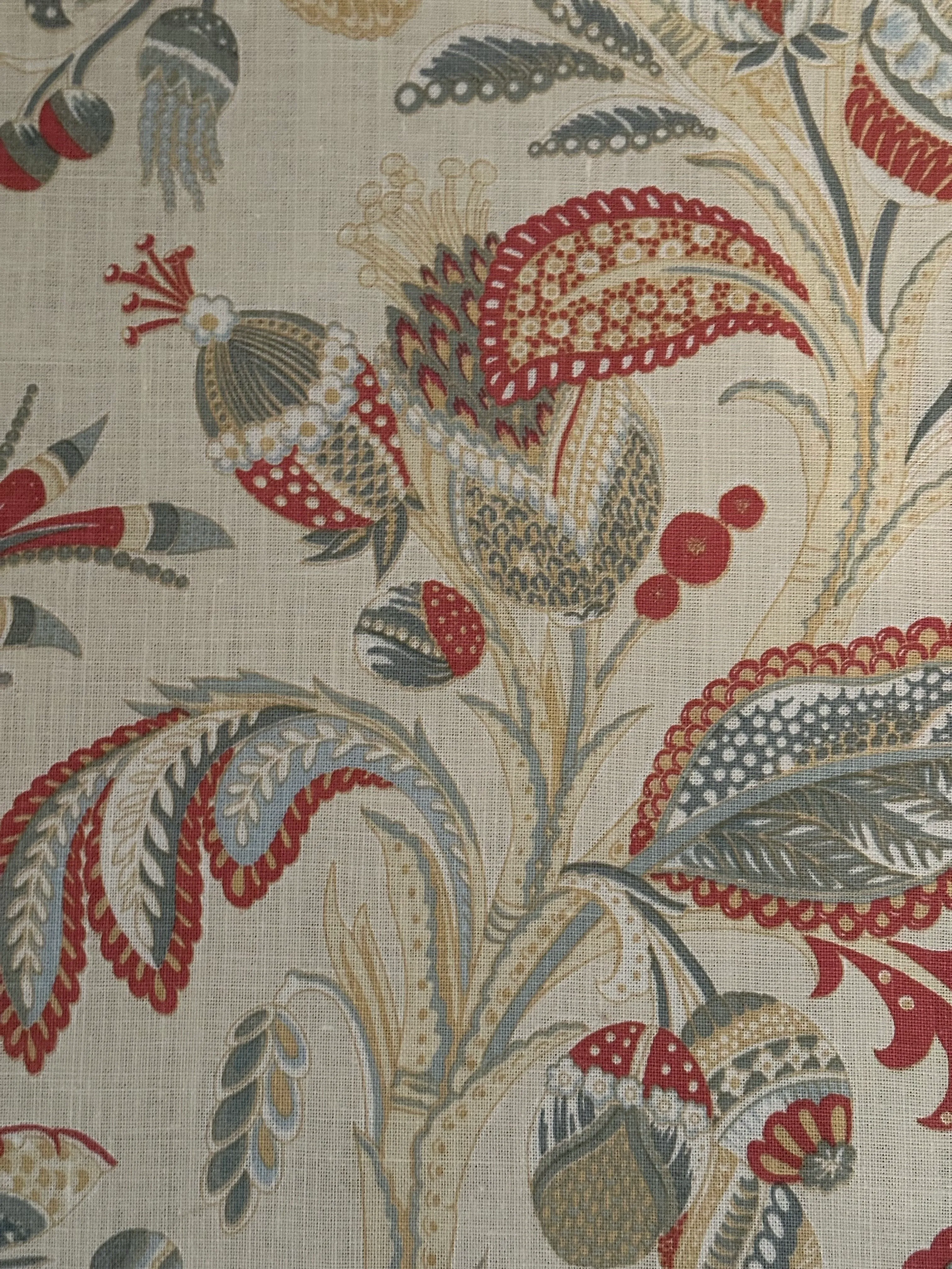Elizabeth Eakins Loretta Lake Linen Hand Printed Fabric 3 Yards