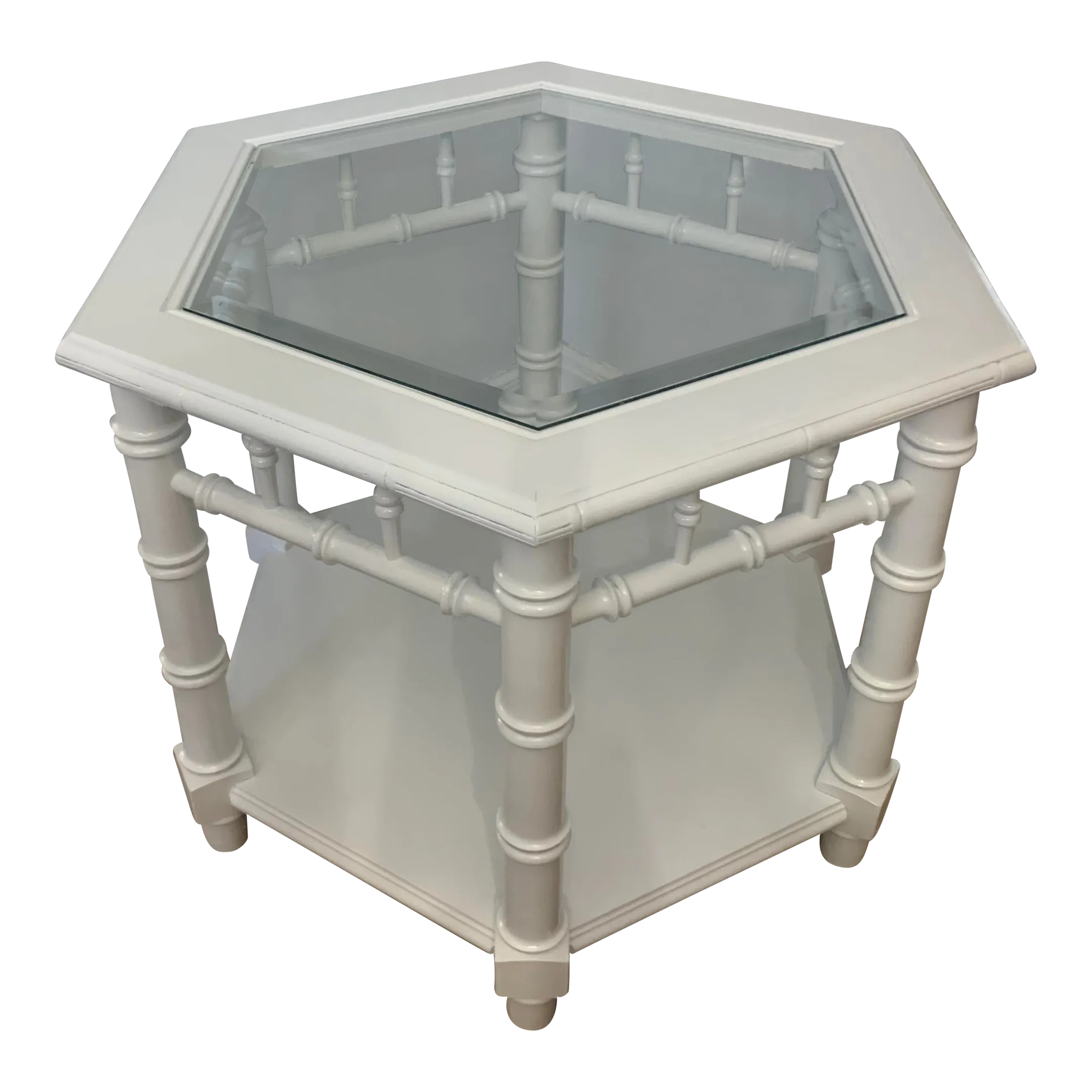 Lane Furniture Faux Bamboo Hexagon Side Table Chairish