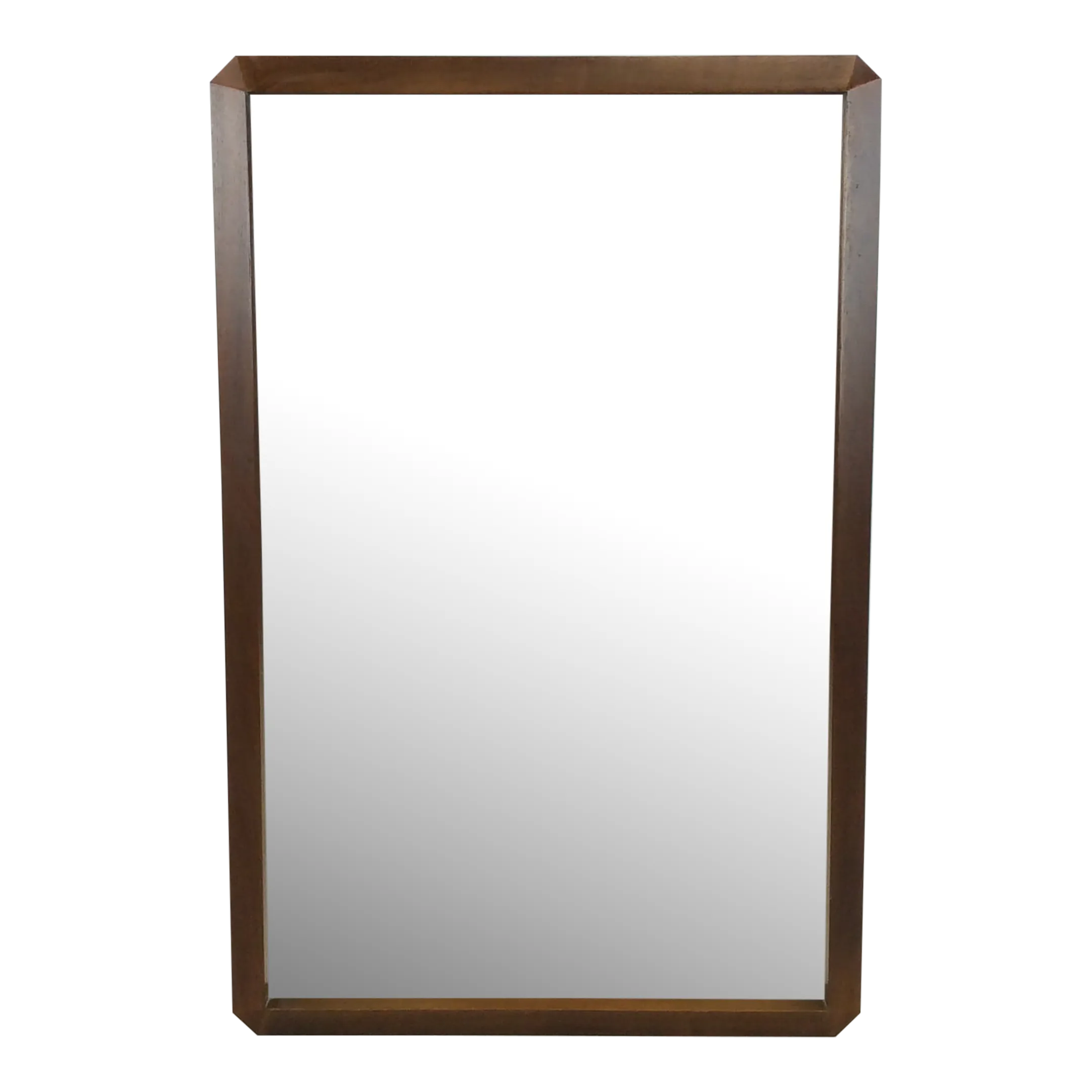 Mid century modern wall mirror with angular walnut frame chairish