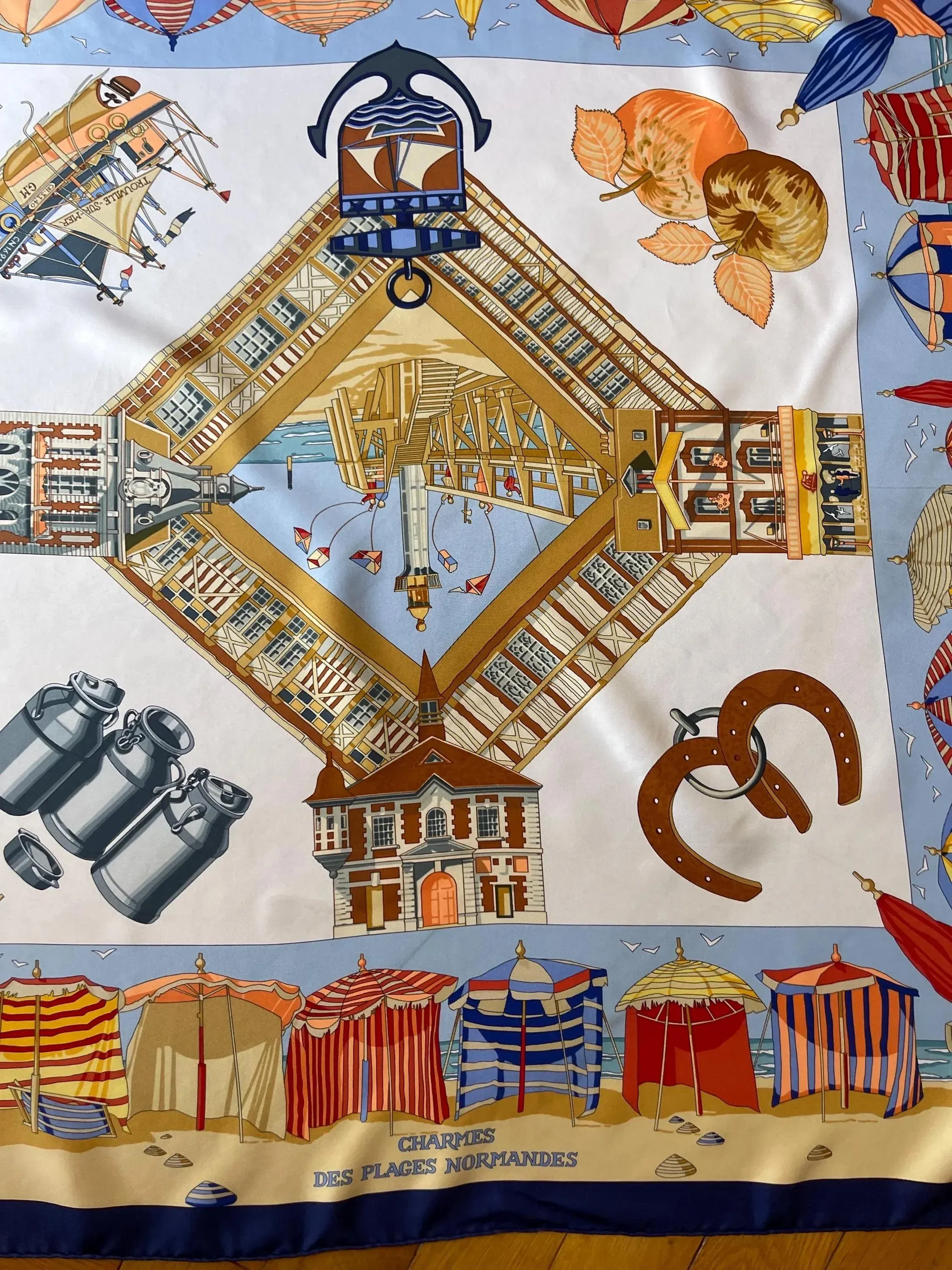 Hermès Silk Scarf « Charmes Des Plages Normandes » 2002 | Chairish