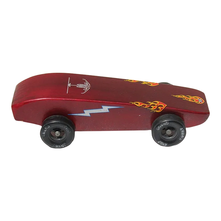 Vintage Red Flames/Bolts Awana Grand Prix Pinewood Derby Racer Car