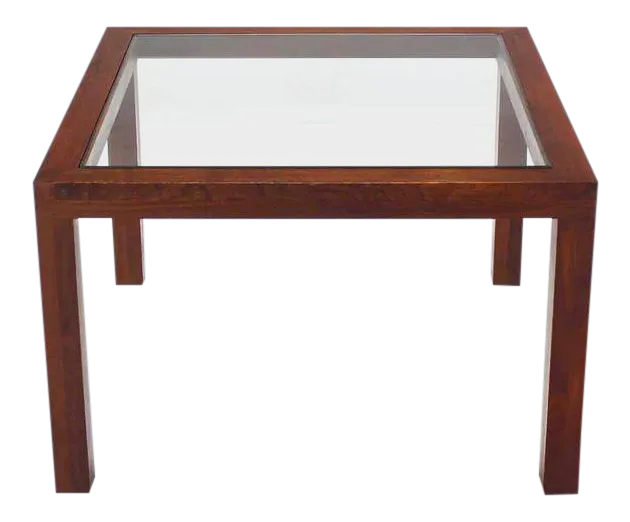 MidCentury Modern Walnut Square Occasional Glass Top Side Table Chairish