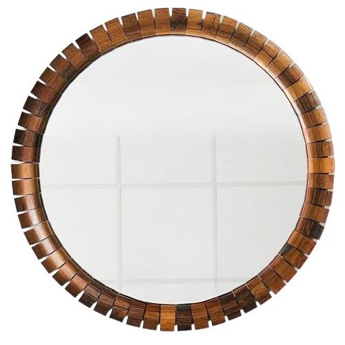 Mid-Century Danish Round Teak Mirror, 1960s