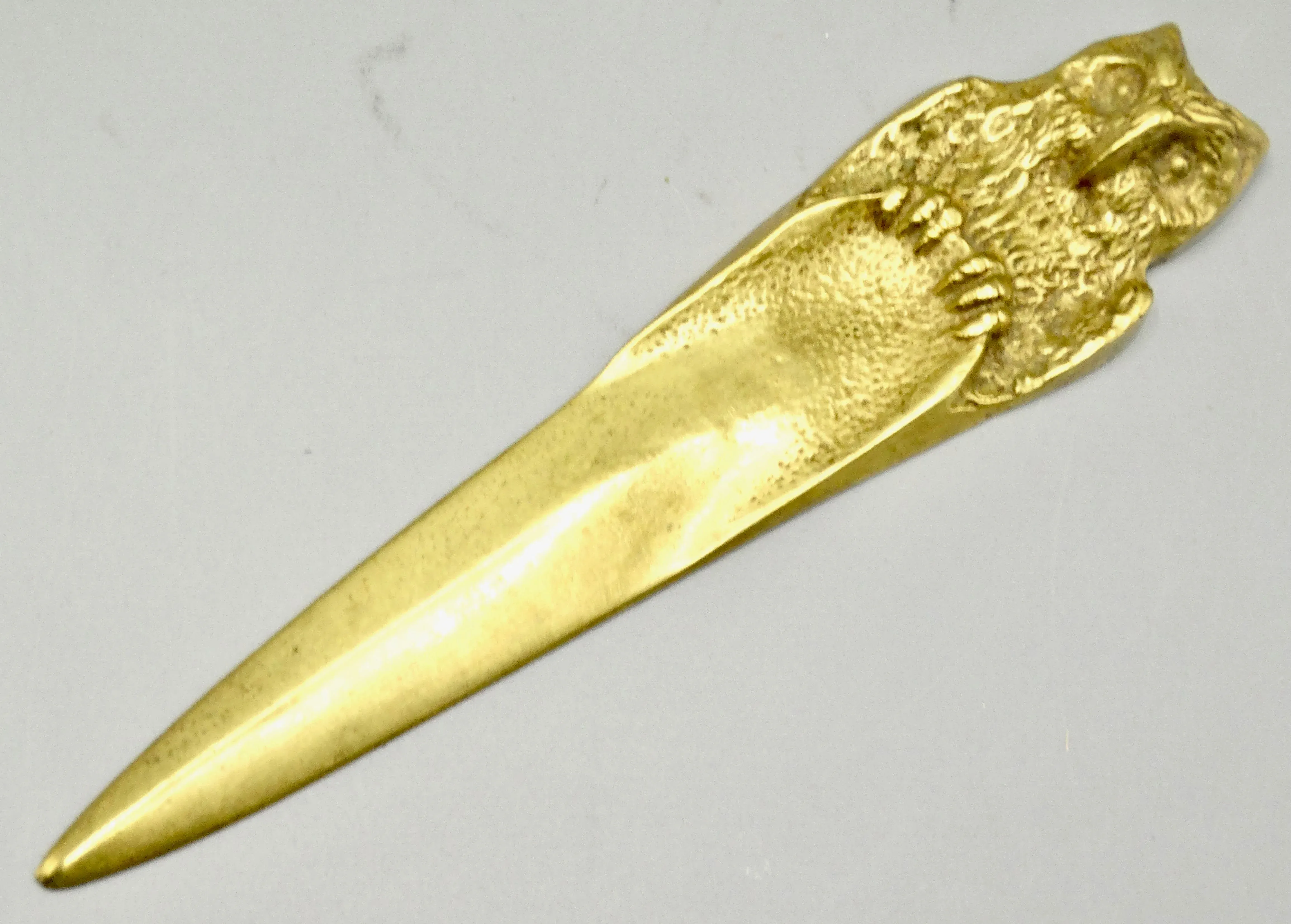 Antique English Brass Owl Paper Knife Letter Opener