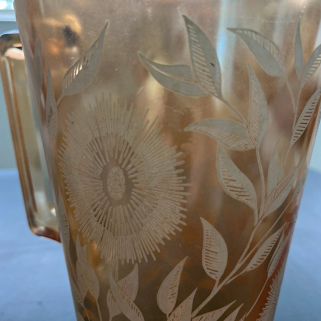 Vintage Jeanette Glass Co. Pitcher and 4 Glasses | Chairish