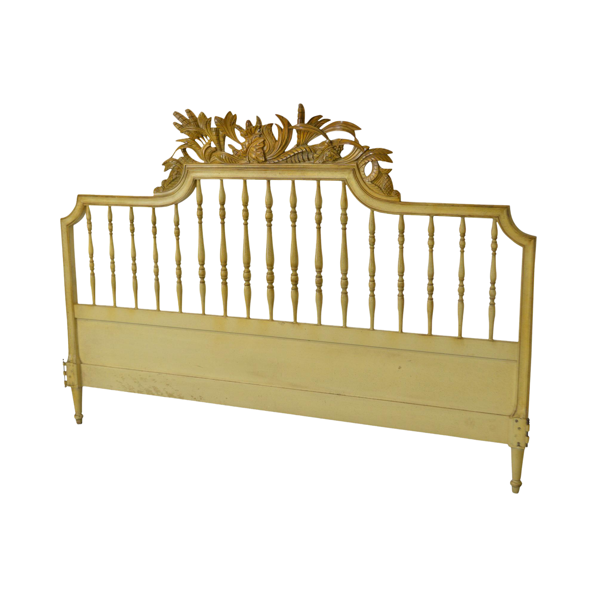 Vintage French Provincial Louis XV Style Painted King Size Headboard