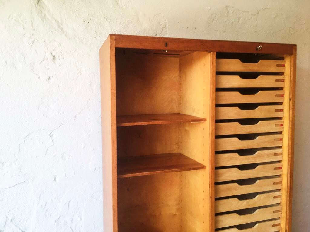 Danish Teak Rolling Doors Storage, 1960s
