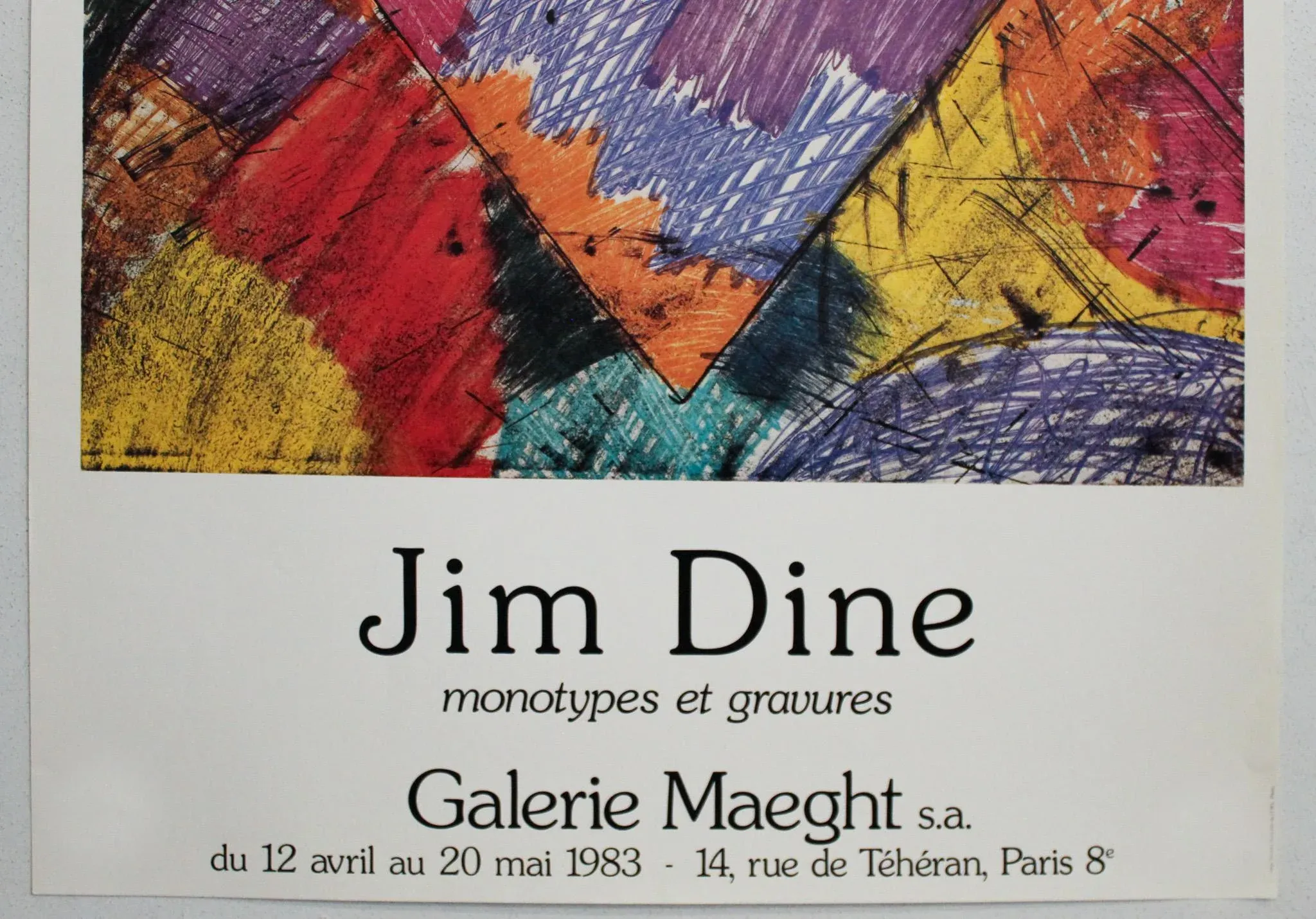 1983 French Exhibition Vintage Poster - Jim Dine, Galerie Maeght, Paris, Monotypes Et Gravures