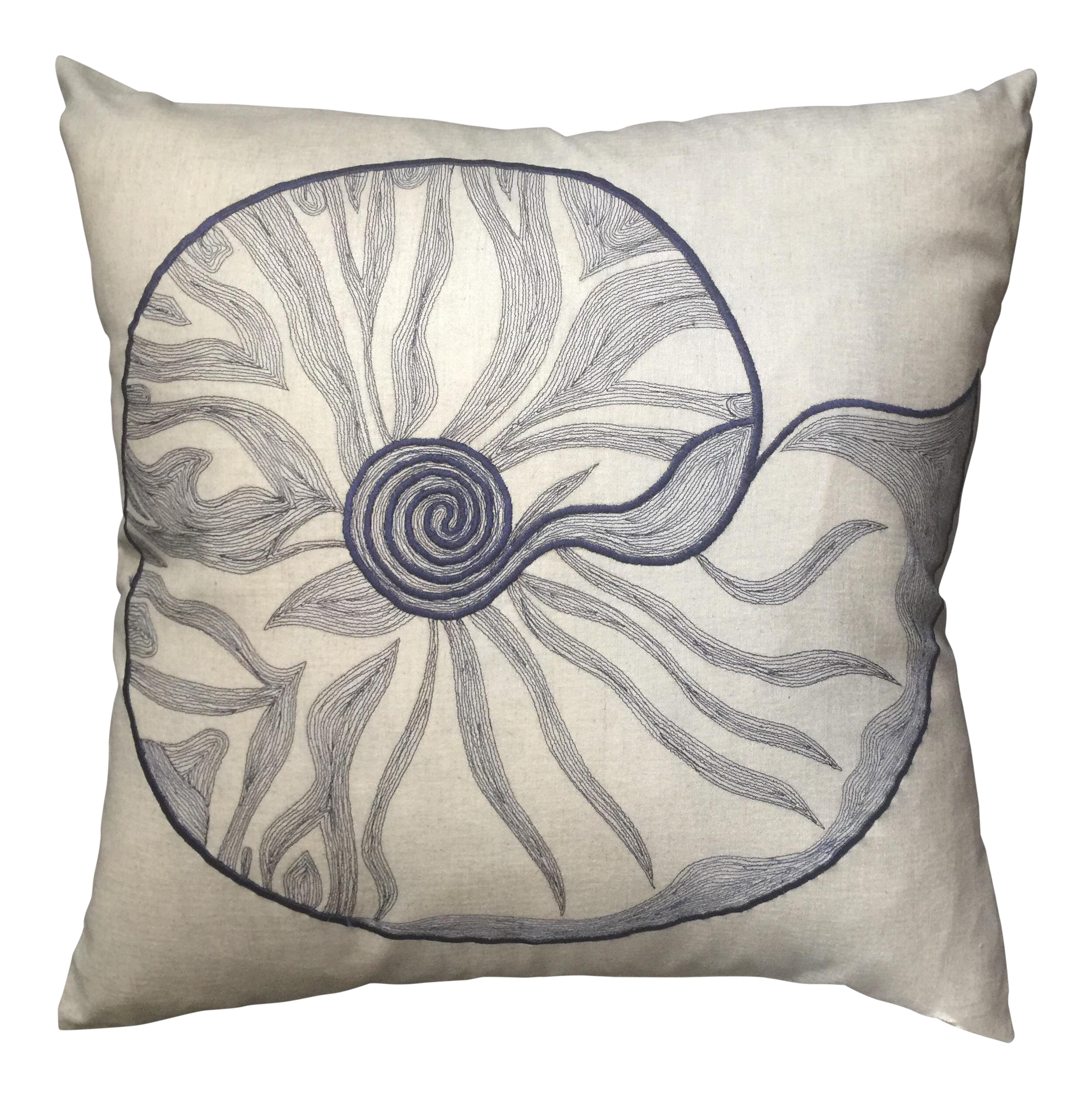Modern Coastal Sea Shell Embroidered Pillow Chairish