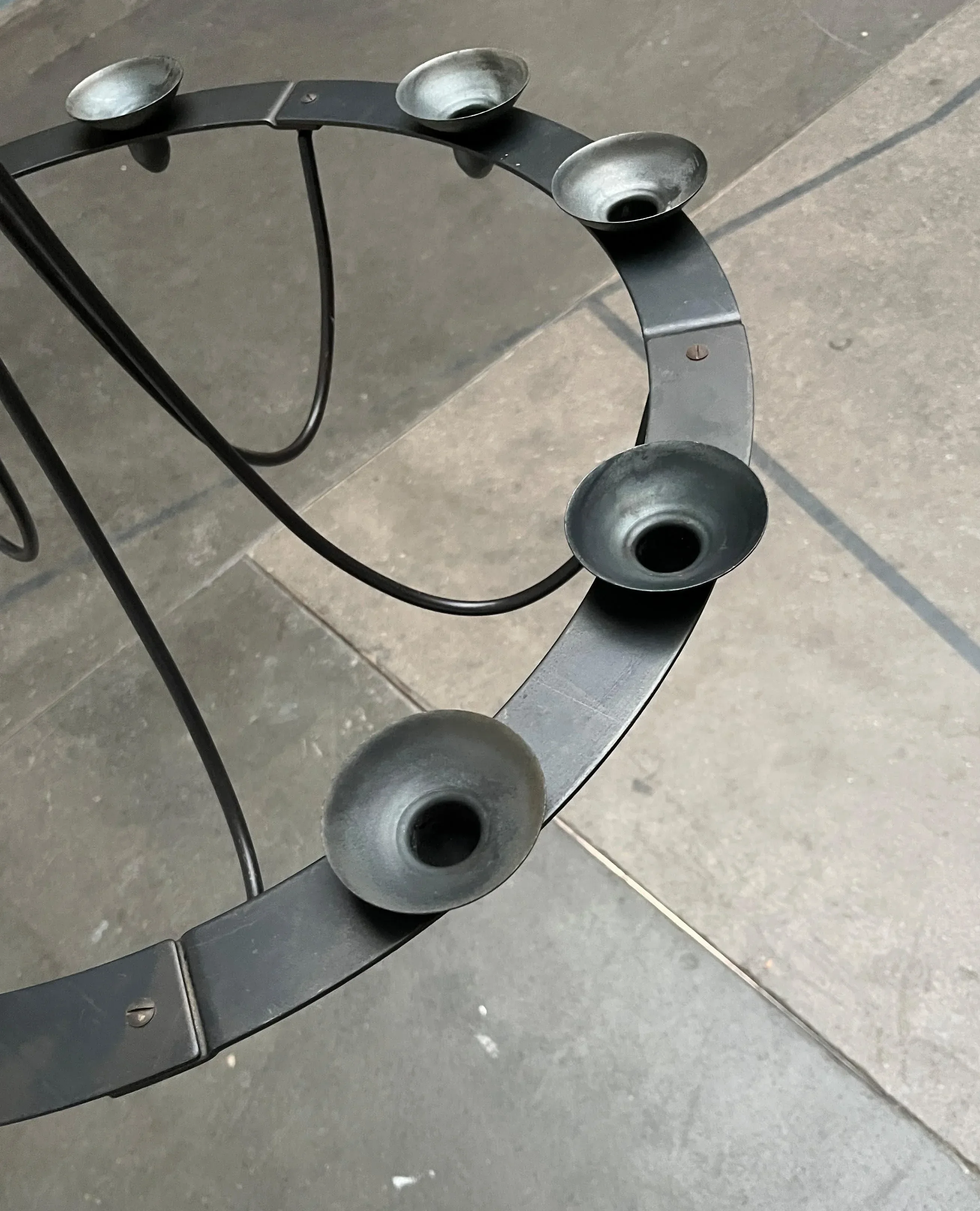 Vintage Wrought Iron Chandelier Candleholder by Ehlén Johansson