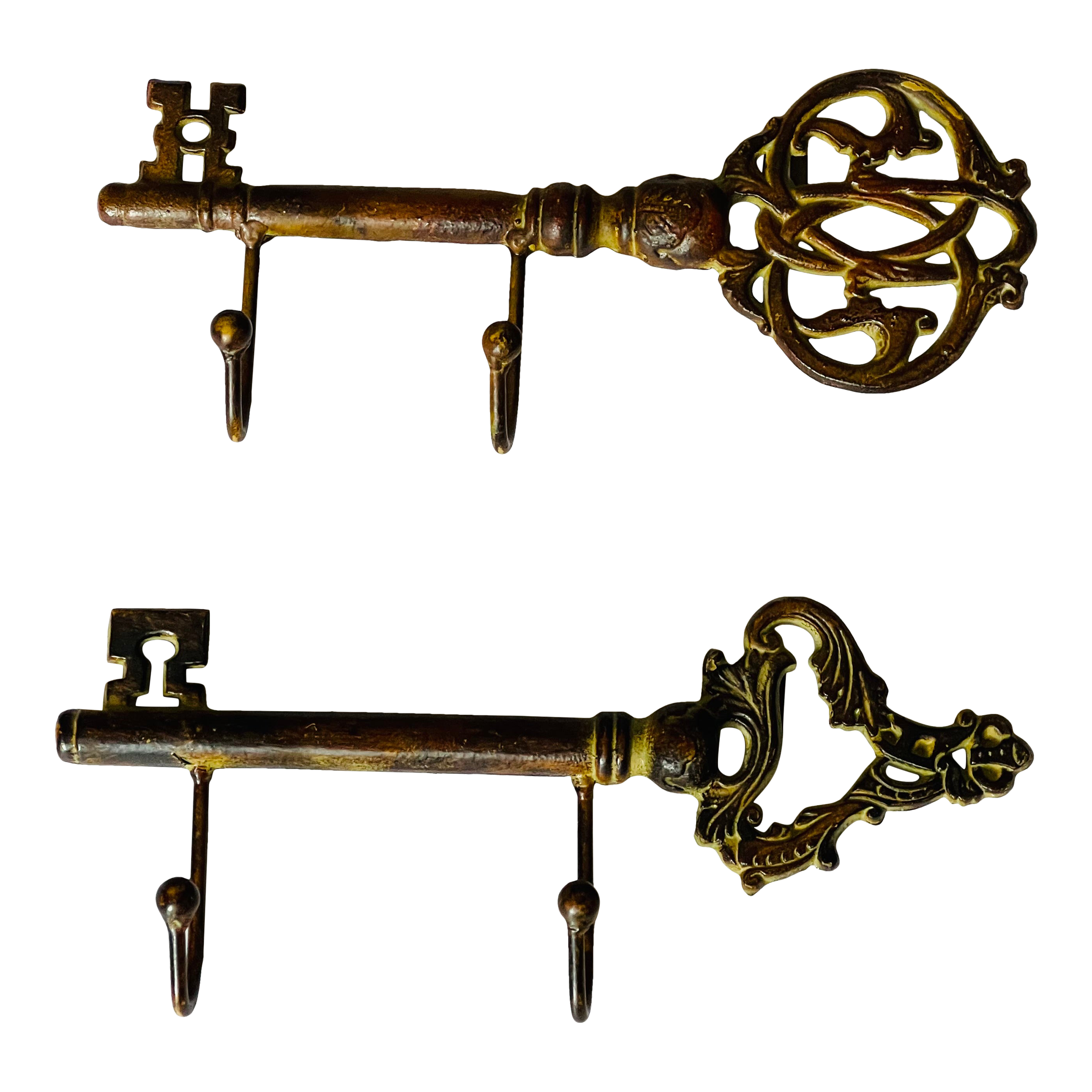 Pair of Vintage Brass Wall Key Hangers