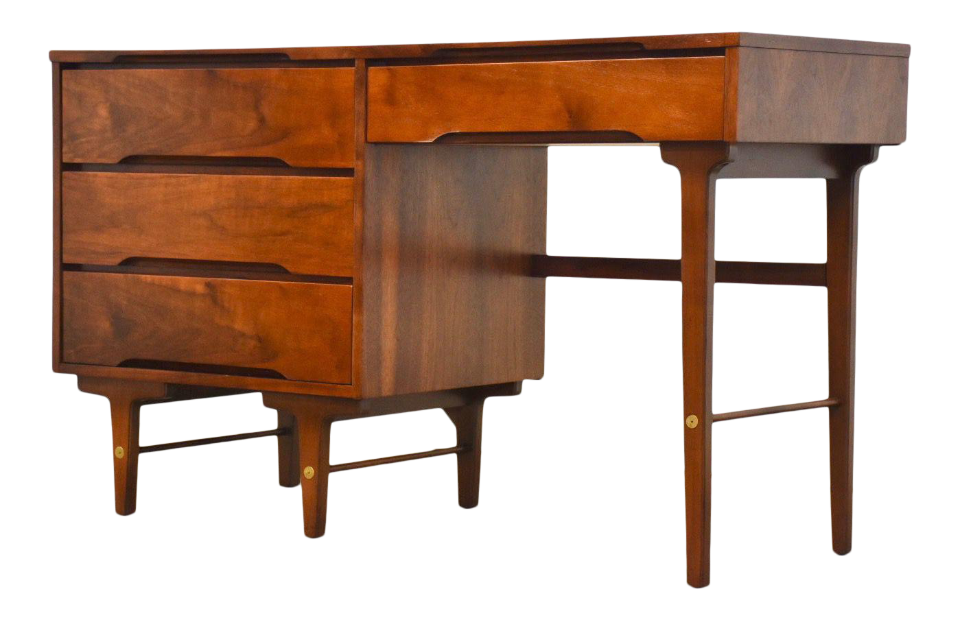 Walnut & Brass Desk by Stanley Chairish