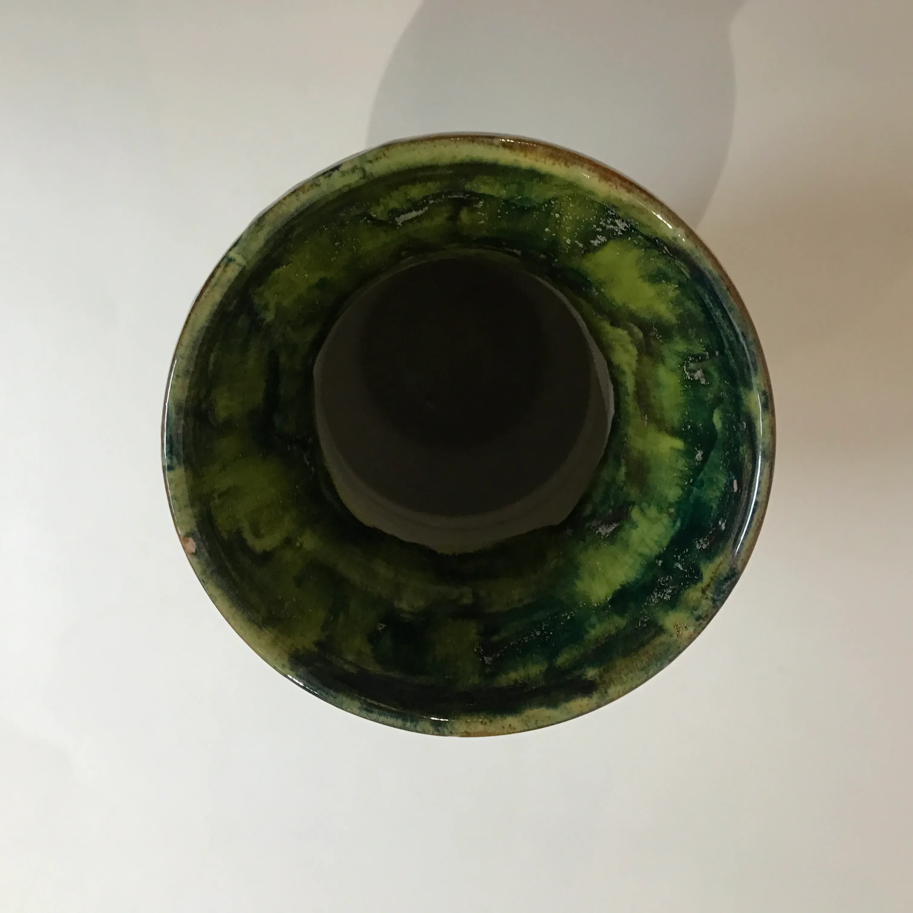 Mid Century Raymor Italy Green Drip Glaze Majolica Vase