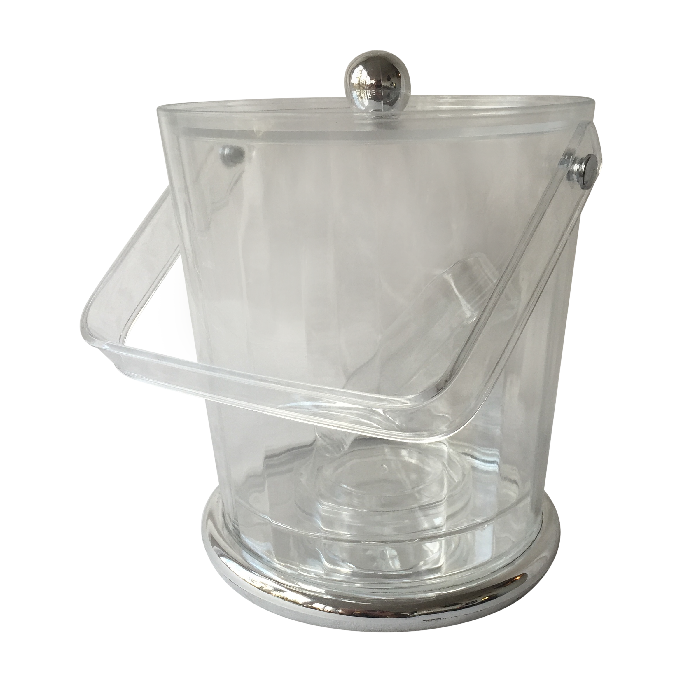 Clear Acrylic & Silver Ice Bucket w/Tongs Chairish