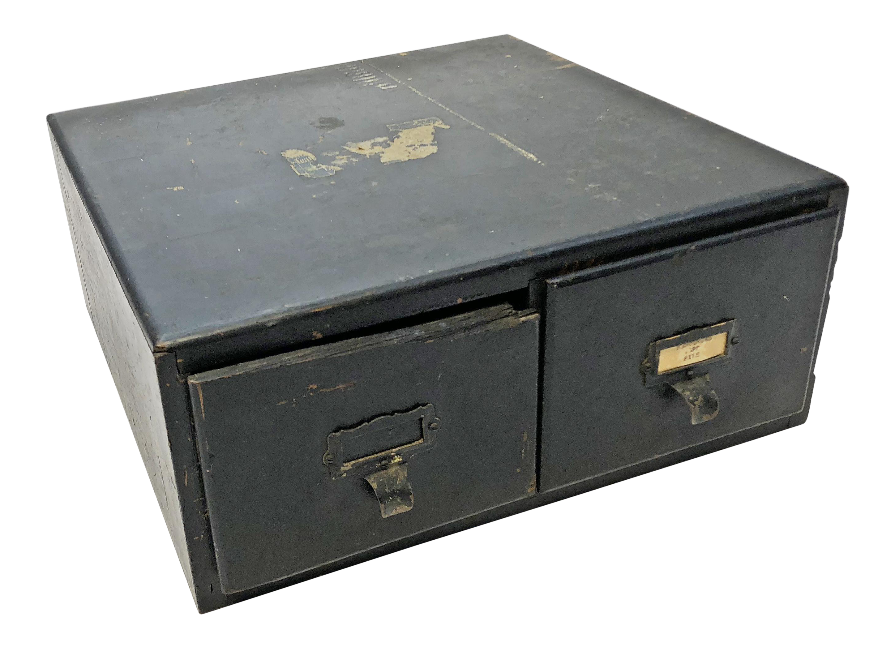 Vintage Distressed Black Wood 2 Drawer File Cabinet Chairish