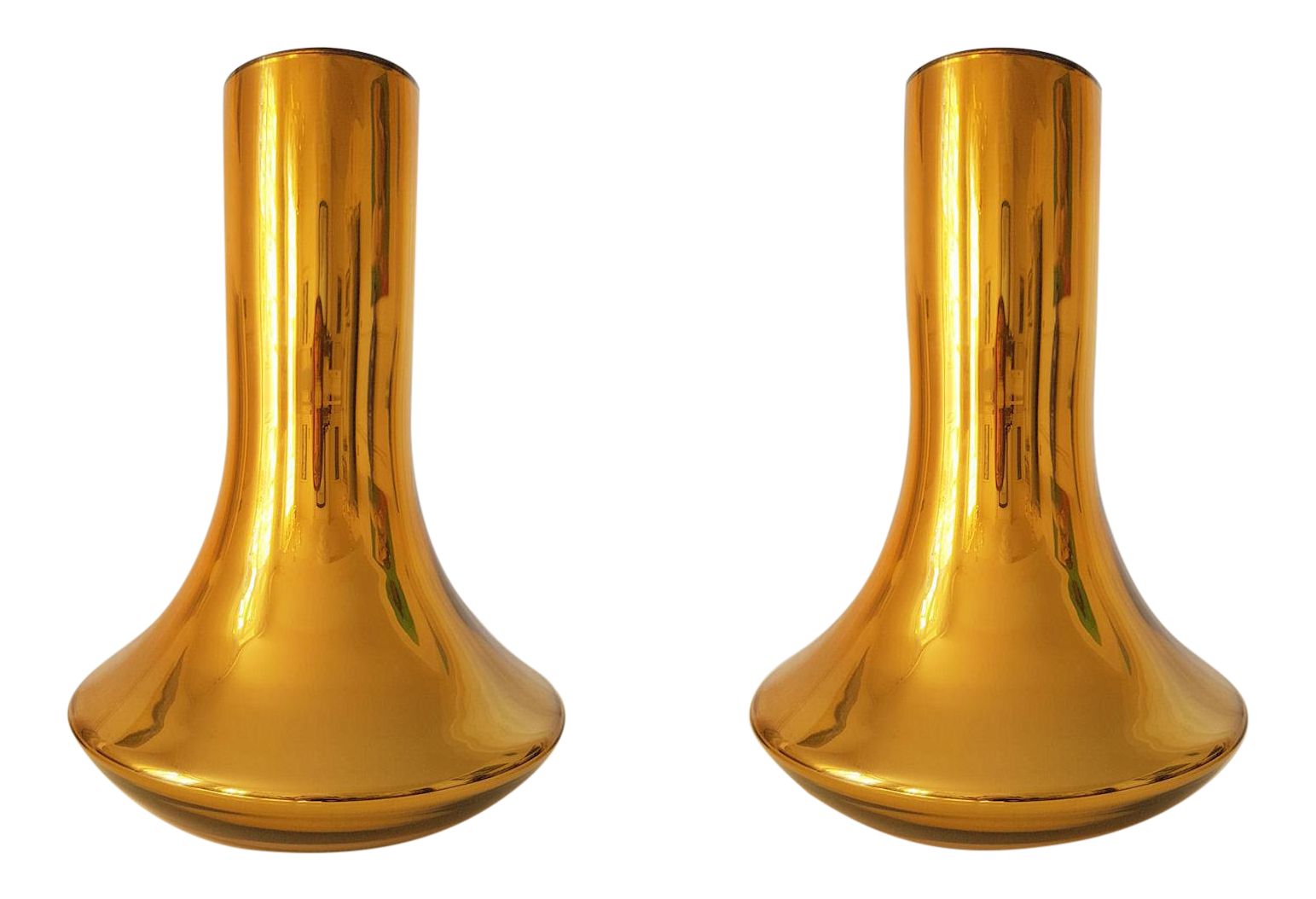 Large Gold Murano Glass Mid Century Modern Vases Italy a Pair Chairish