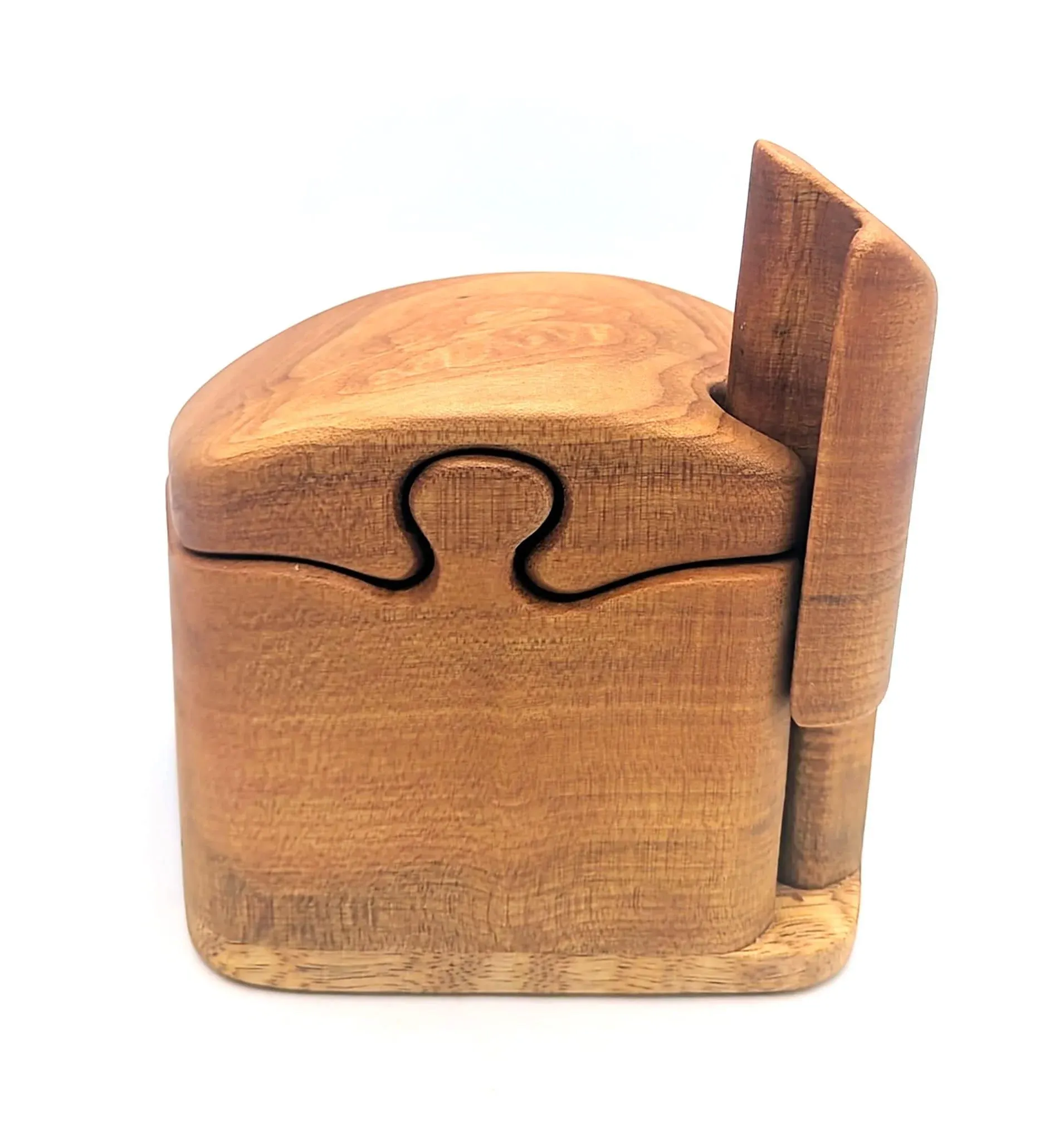 1970s Fred Buss Maple and Koa Wood Puzzle Jewelry Box | Chairish