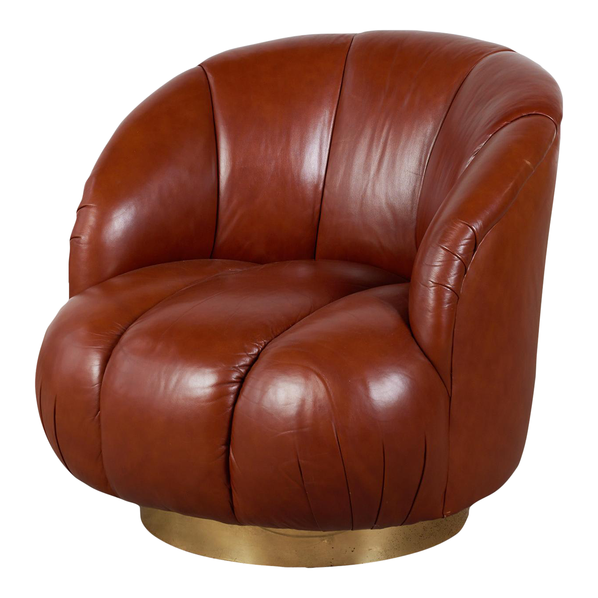 Karl Springer Style Leather Swivel Chair Chairish